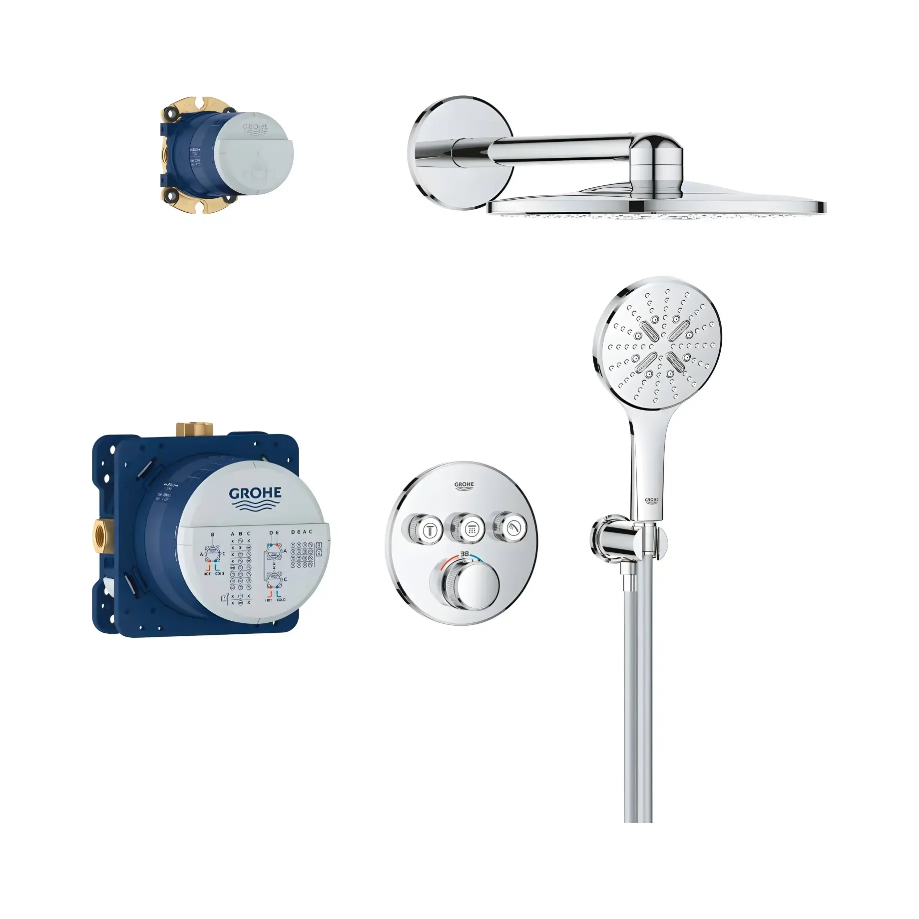 Душевая система скрытого монтажа Grohtherm SmartControl с Rainshower SmartActive 310 Grohe 34863000 — вид сверху