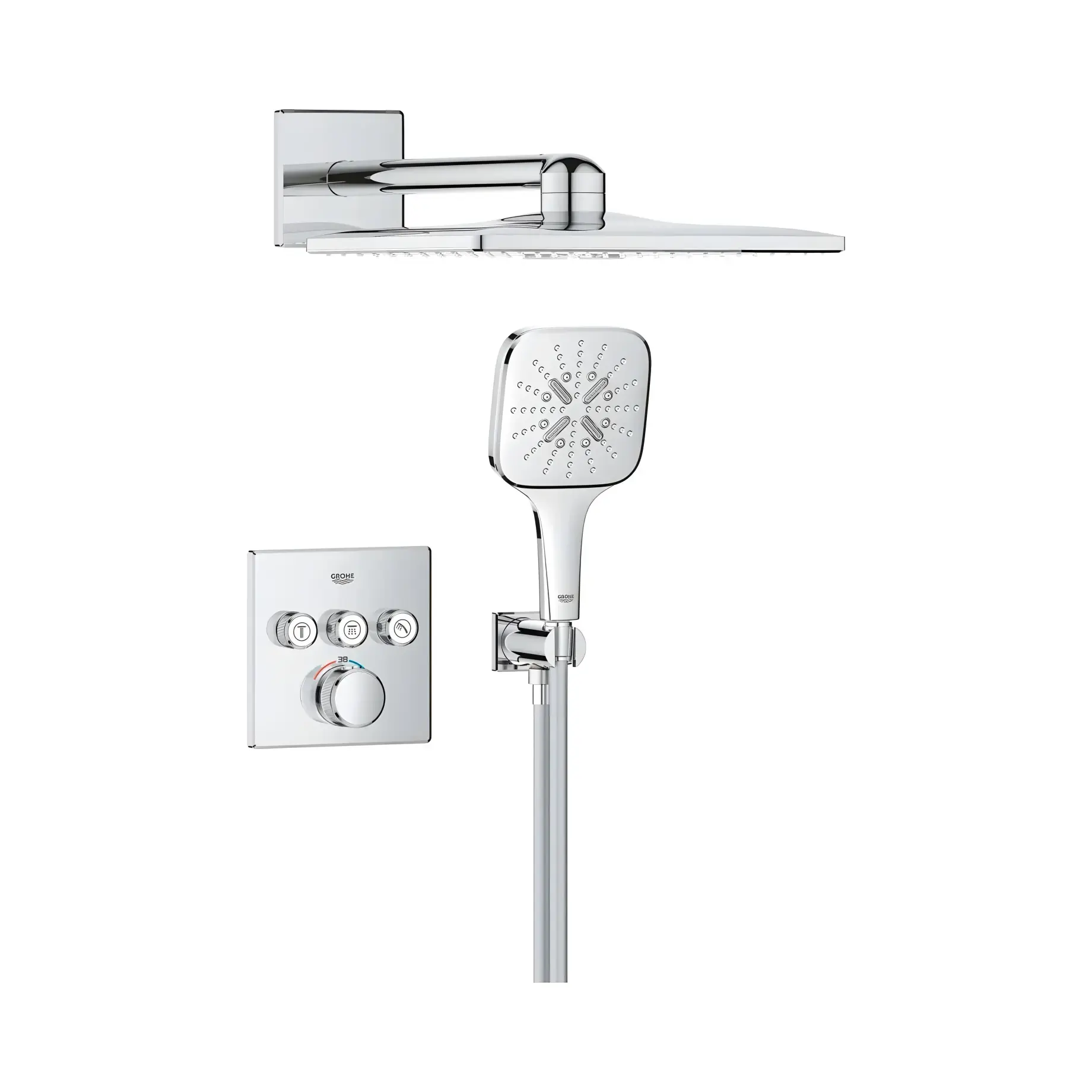 Комплект душової системи Grohe Grohe 34864000 Chrome 31 х 31 см — вид на білому тлі