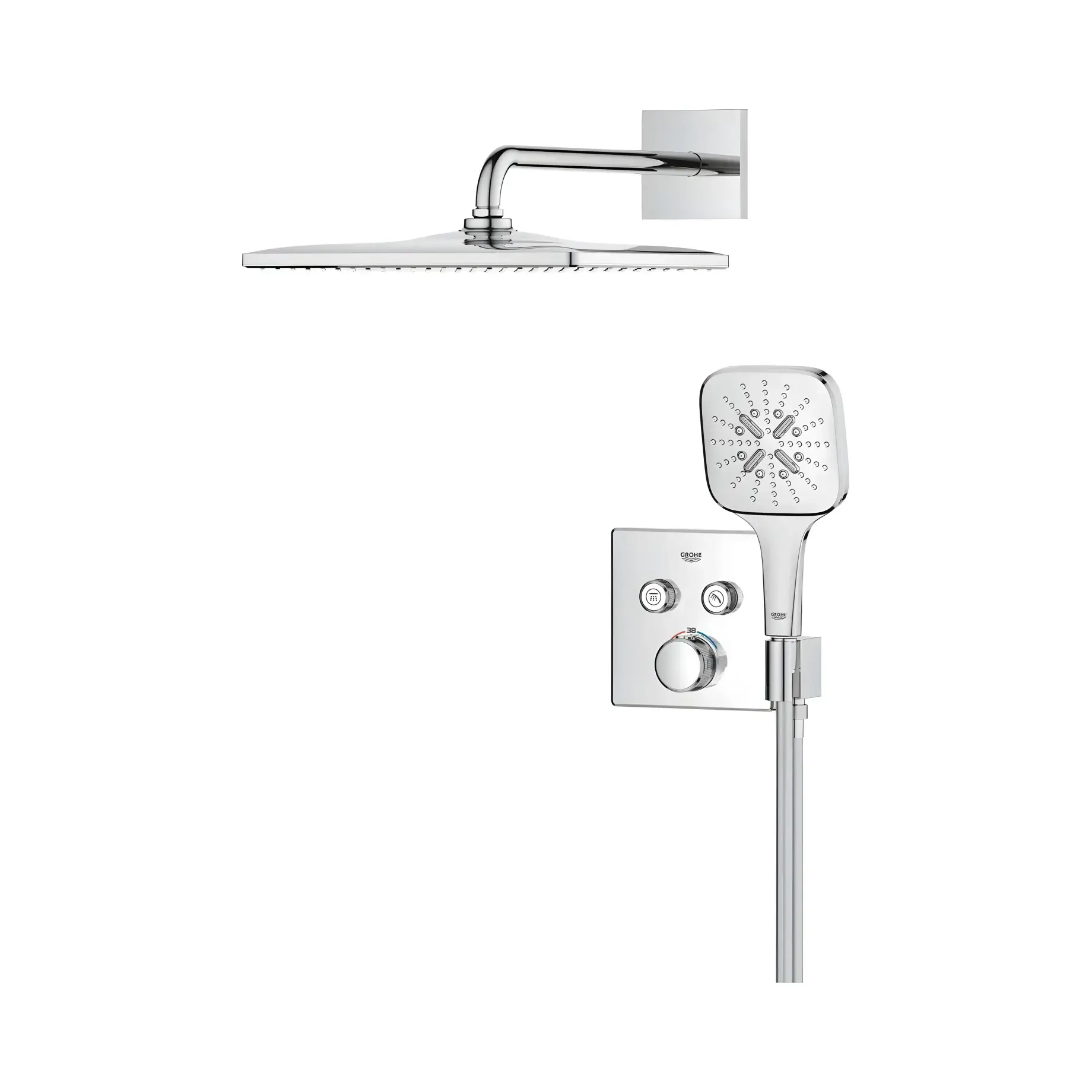 Душова система прихованого монтажу Grohtherm SmartControl з Rainshower Mono 310 Cube Grohe 34865000 — бічний ракурс