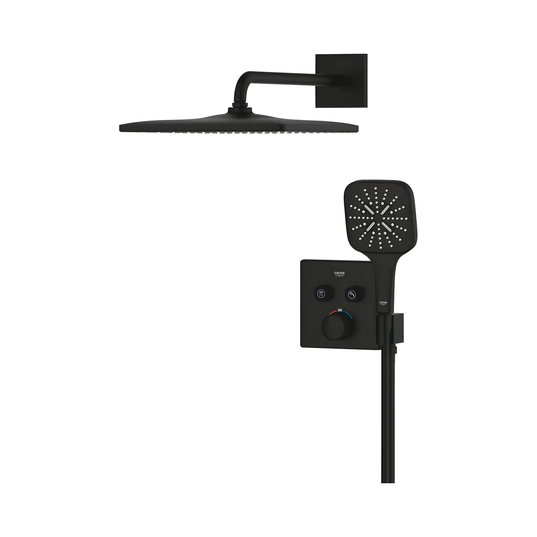 Душова система прихованого монтажу Grohtherm SmartControl з Rainshower Mono 310 Cube Grohe 34865KF0 — бічний ракурс