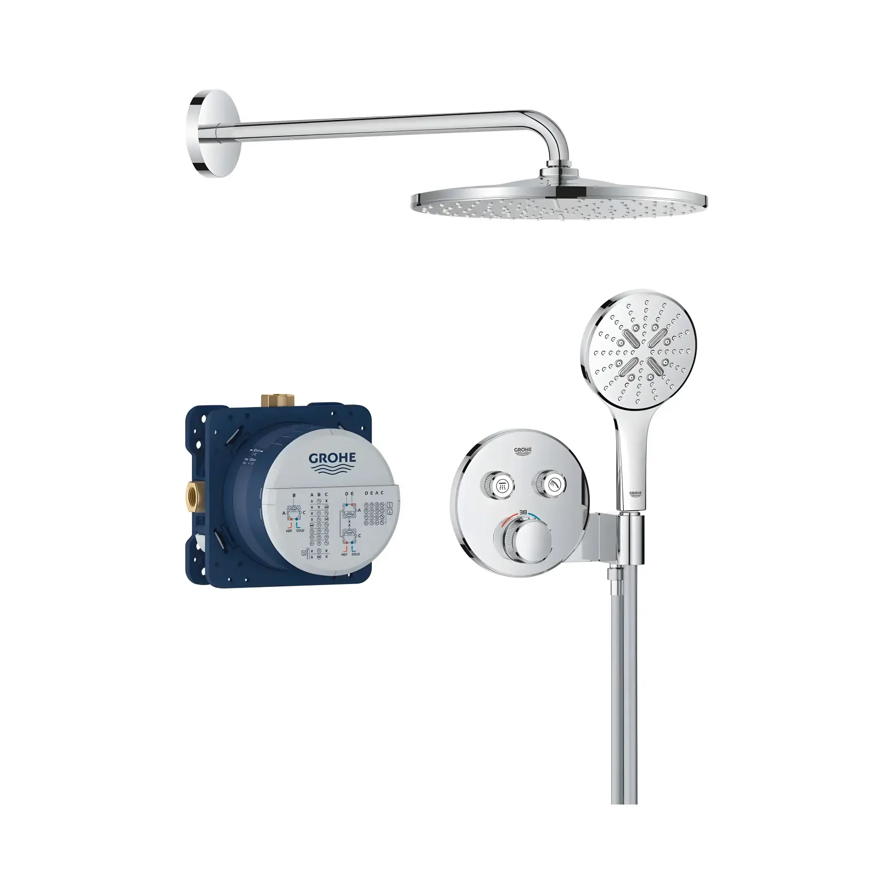 Душова система прихованого монтажу Grohtherm SmartControl з Rainshower Mono 310 Grohe 34866000 — вид на білому тлі
