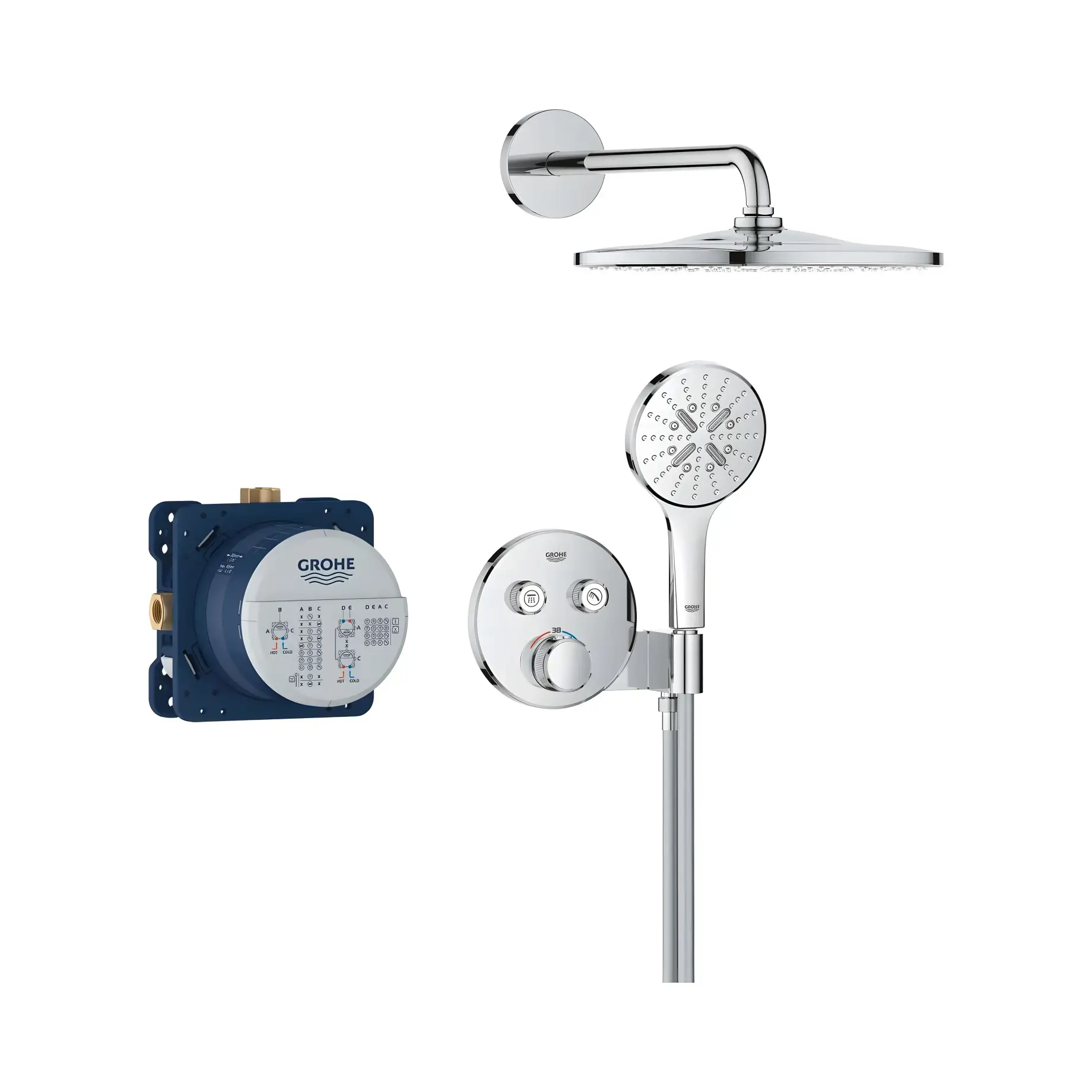 Душова система прихованого монтажу Grohtherm SmartControl з Rainshower Mono 310 Grohe 34866000 — бічний ракурс