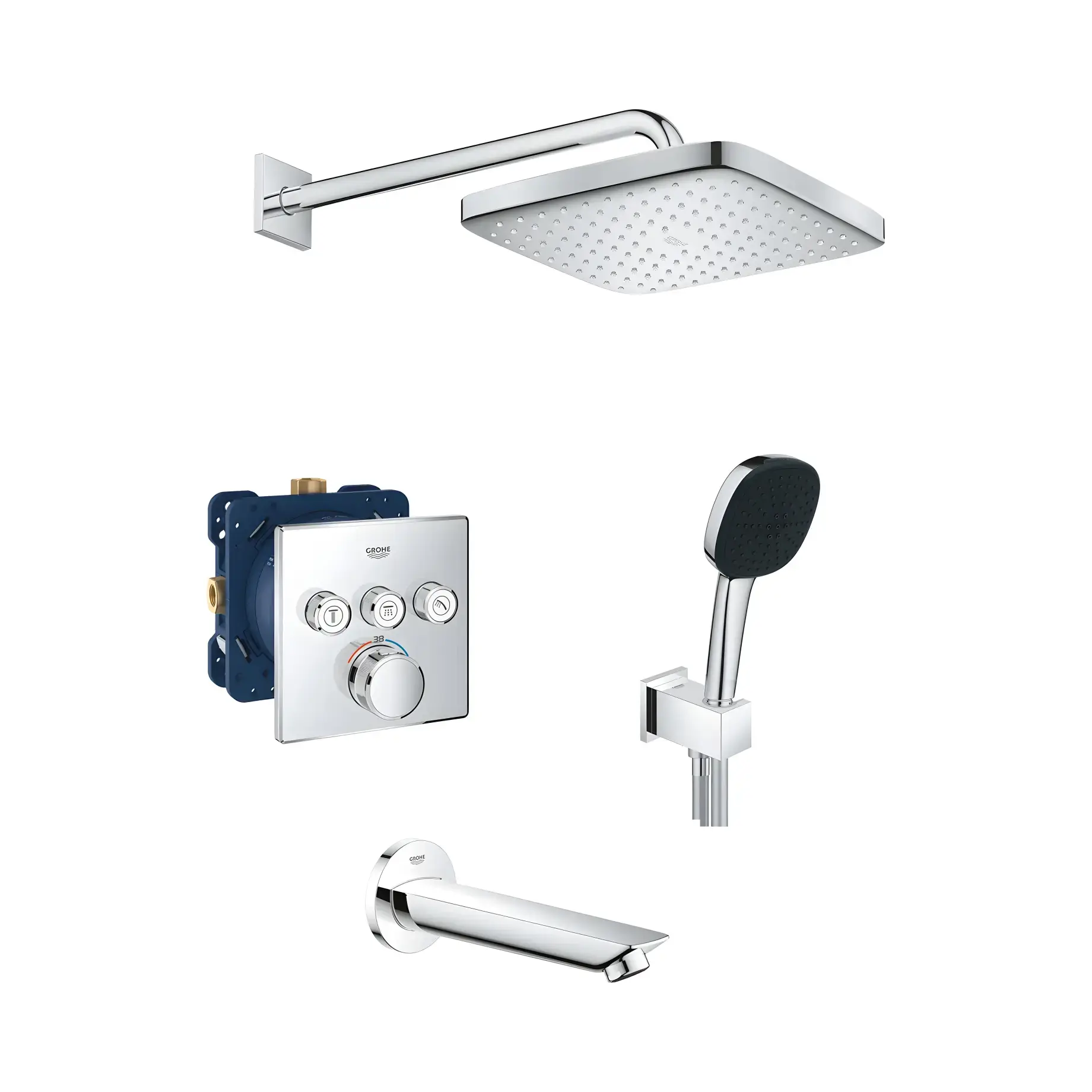 Душова система прихованого монтажу Grohtherm SmartControl з Vitalio Comfort 250 Grohe UA202802C3 — вид на білому тлі