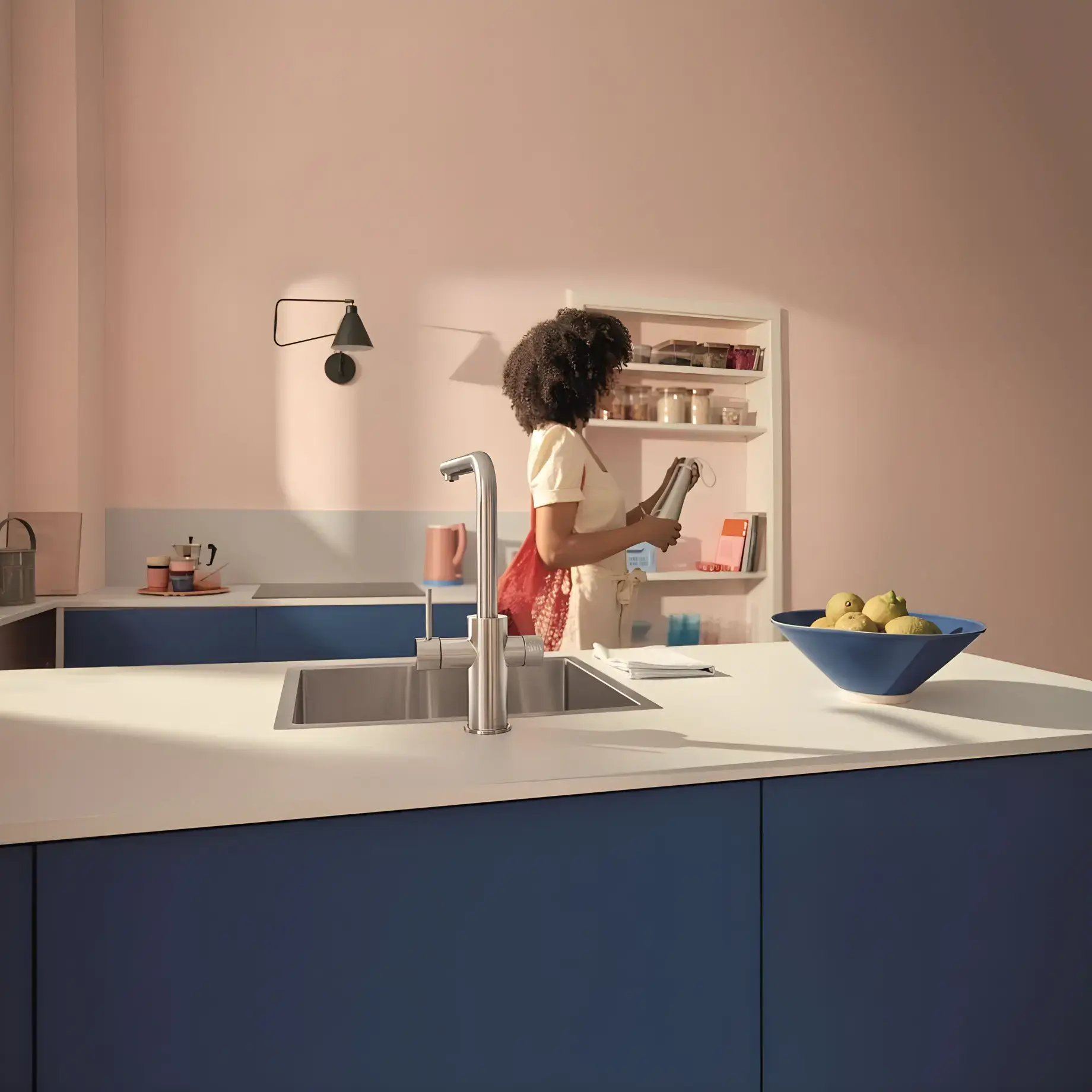 Змішувач для кухні під фільтр з витяжним виливом Blue Pure Minta Grohe 30601DC0 — вид ззаду