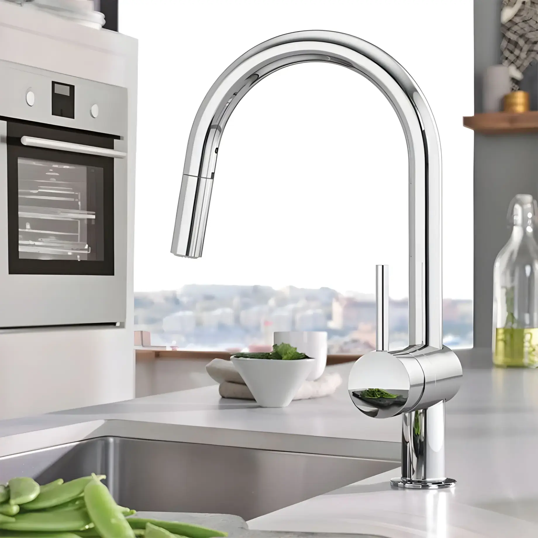 Змішувач для кухні з витяжним виливом Minta Grohe 32321002 Chrome — вид спереду