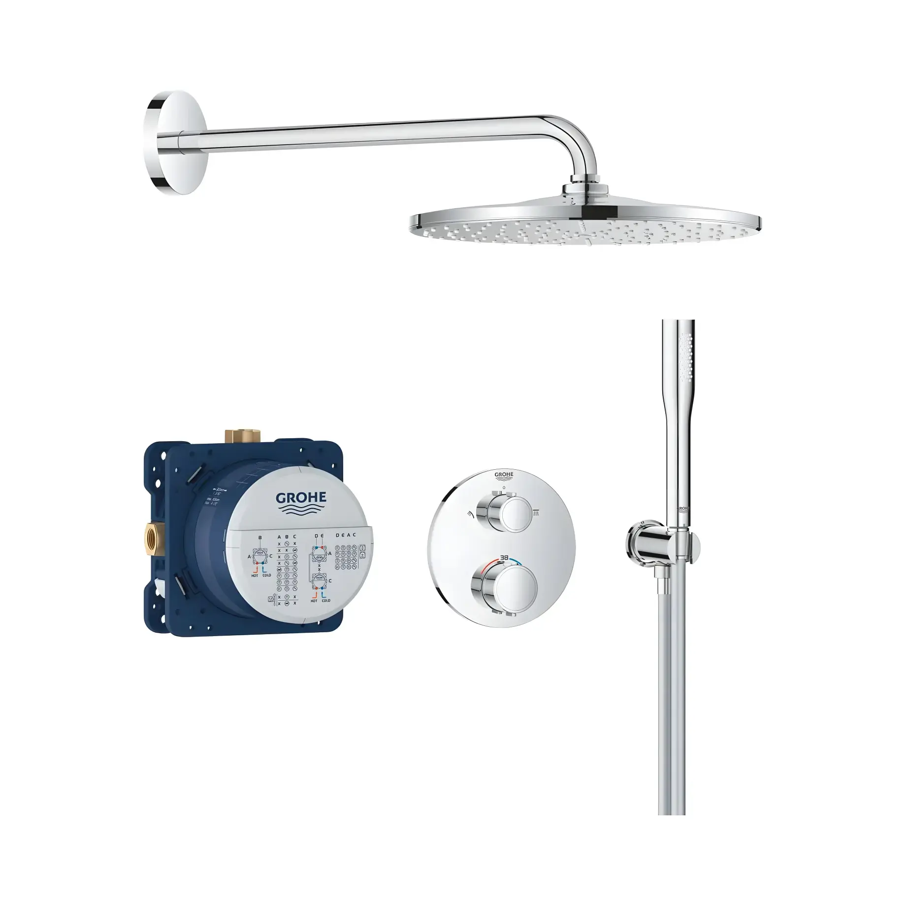 Душова система прихованого монтажу Precision з Vitalio Rain Mono 310 Grohe 34880000 Chrome — вид на білому тлі