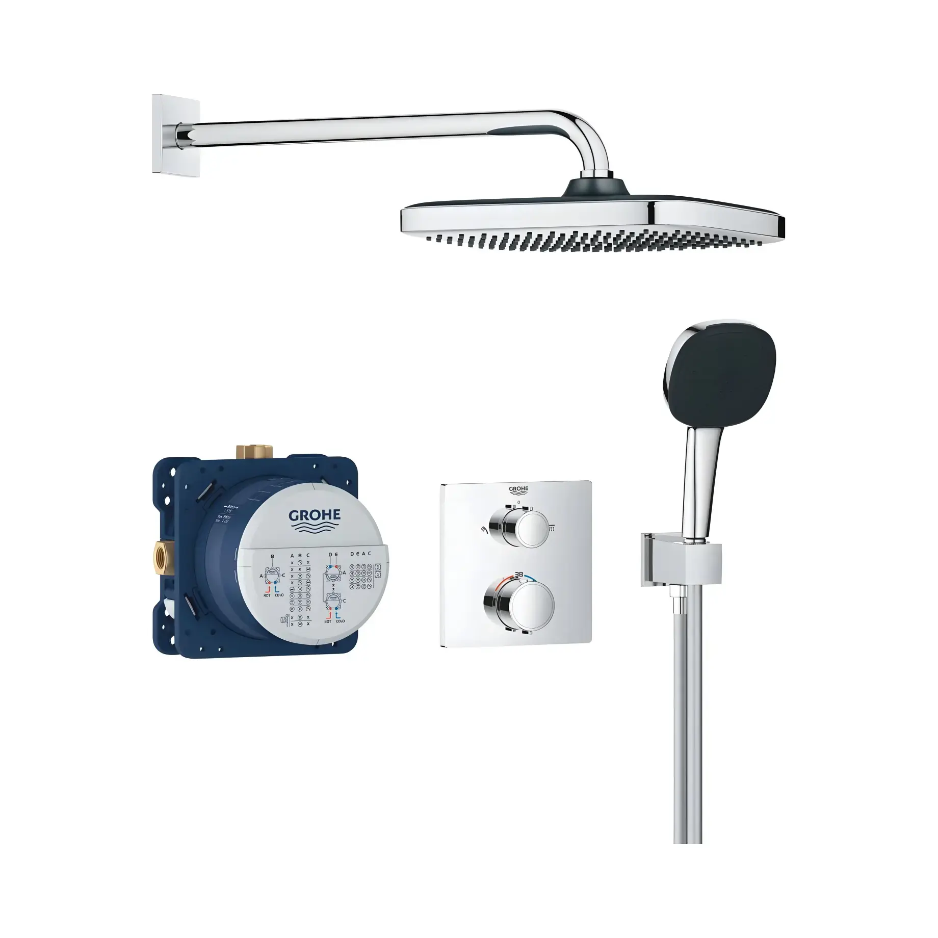 Душова система прихованого монтажу Precision з Vitalio Comfort 250 Grohe 34882000 — вид на білому тлі