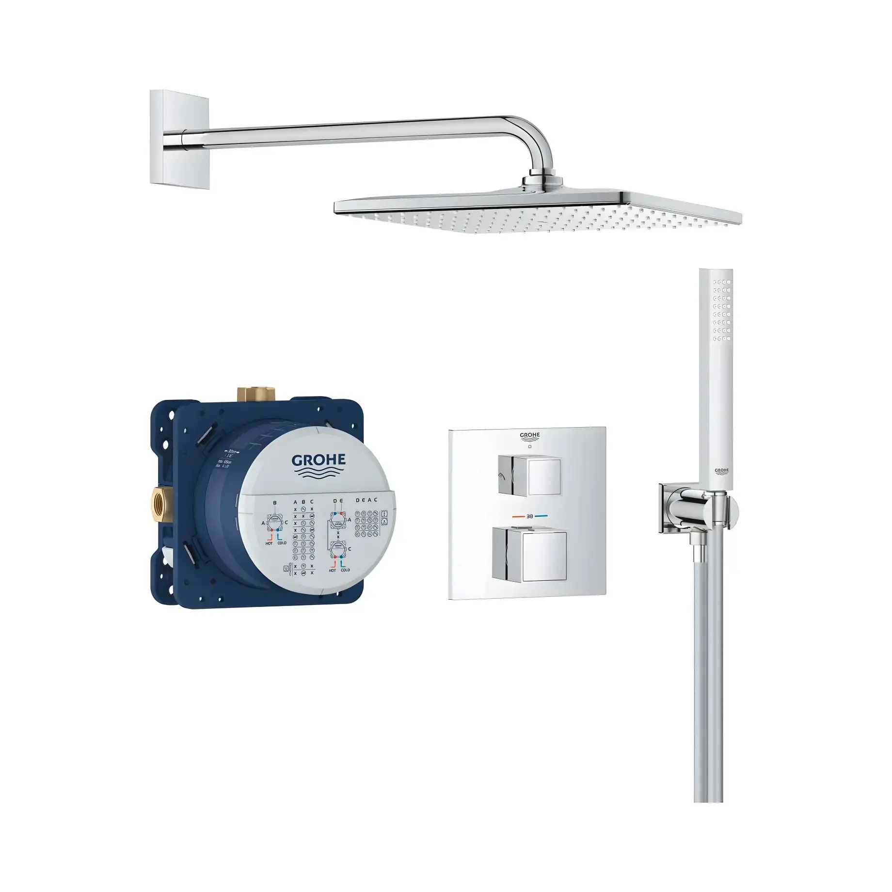 Душова система прихованого монтажу Precision Cube з Vitalio Rain Mono 310 Cube Grohe 34879000 — вид на білому тлі