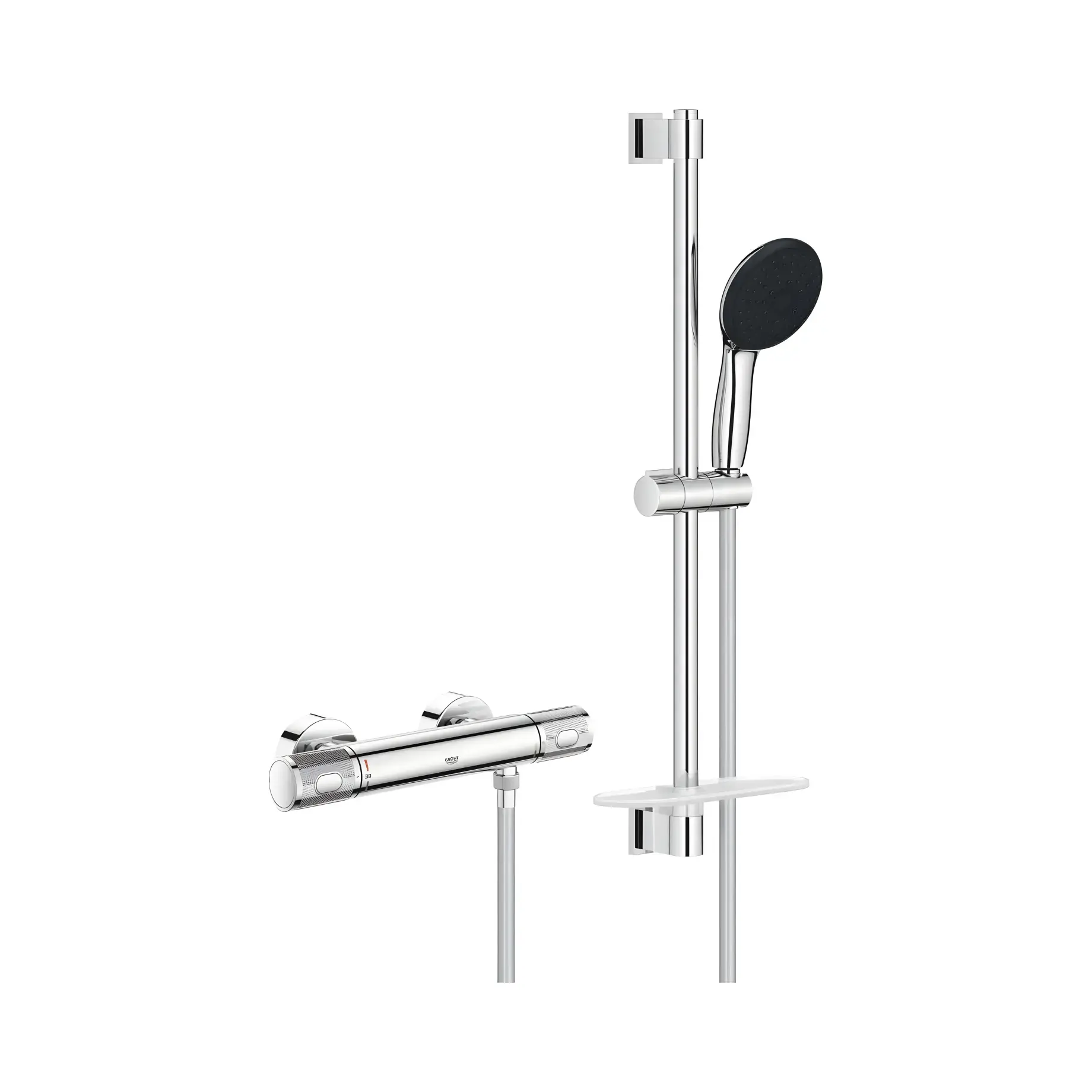 Термостат для душу Presicion Feel з душовим гарнітуром Grohe 34791001 — вид на білому тлі