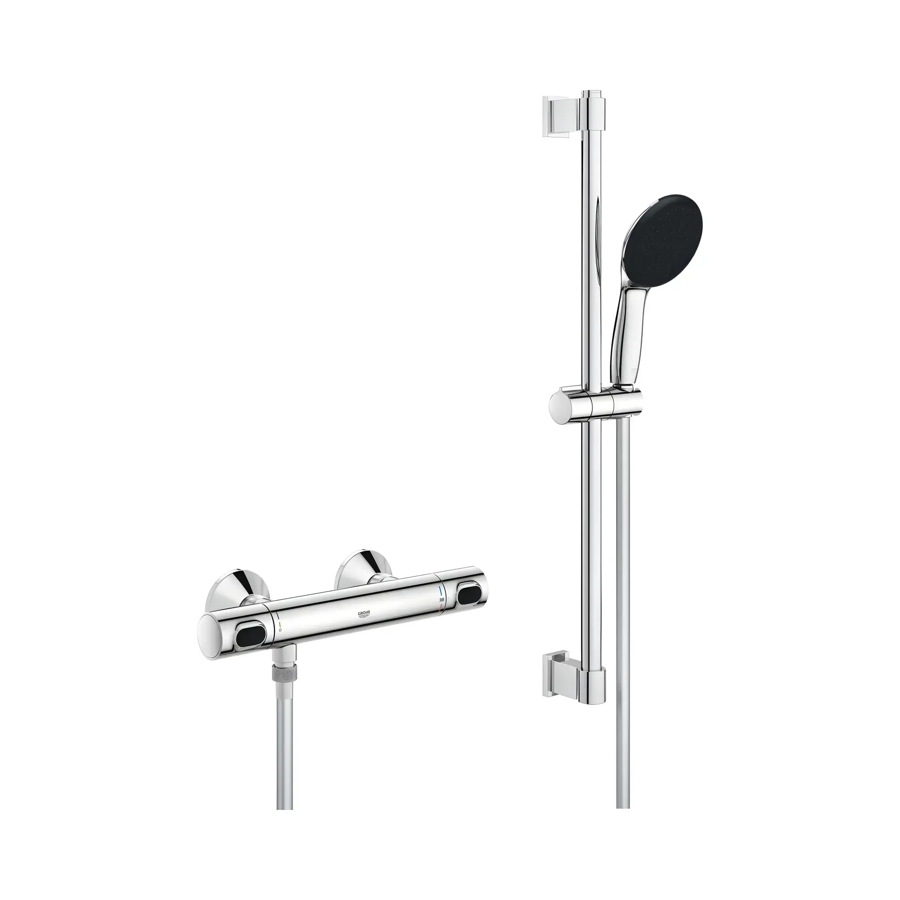 Термостат для душу Precision Flow з душовим гарнітуром Grohe 34800001 — вид на білому тлі