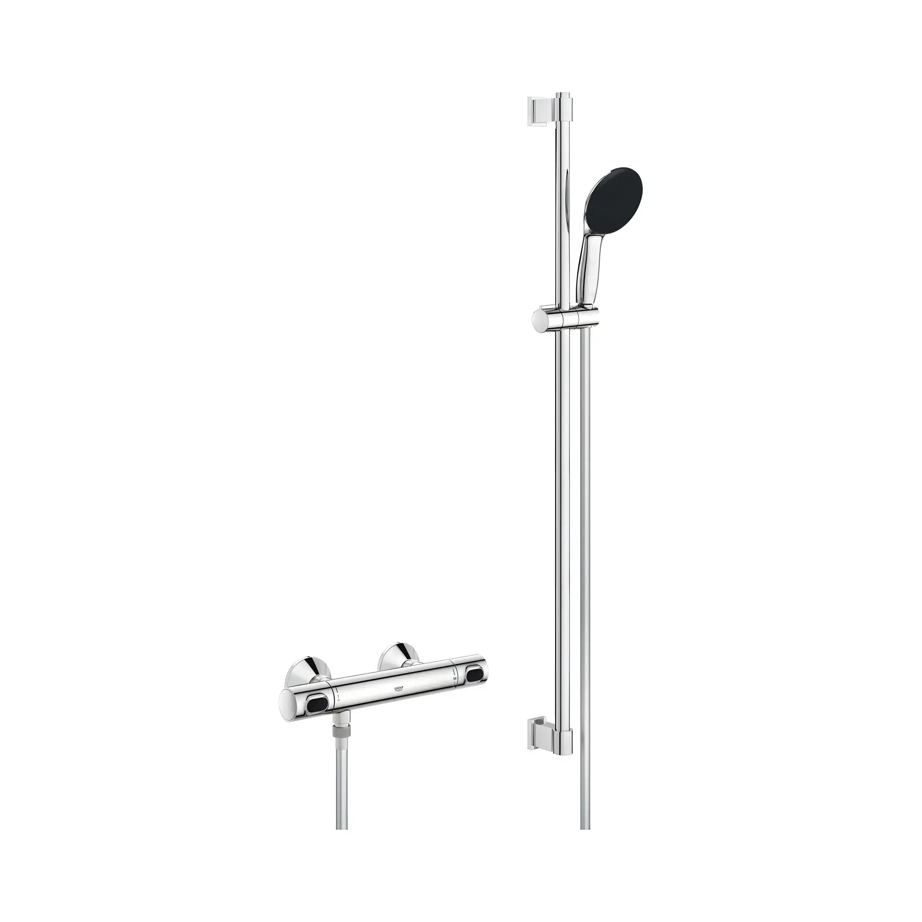Термостат для душу Precision Flow з душовим гарнітуром Grohe 34805001 Chrome — вид на білому тлі
