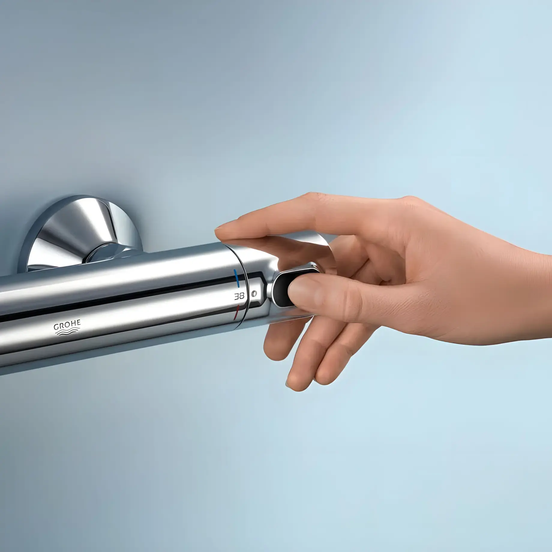 Термостат для душу Precision Flow з душовим гарнітуром Grohe 34805001 — бічний ракурс