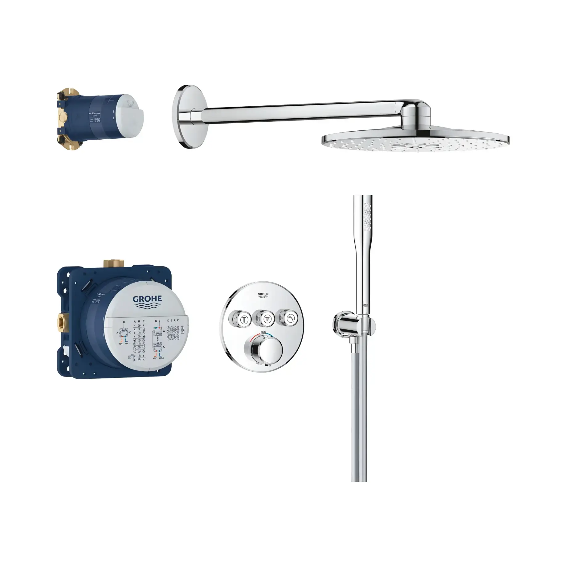 Душова система прихованого монтажу Precision SmartControl з Vitalio SmartActive 310 Grohe 34874000 Chrome — вид на білому тлі