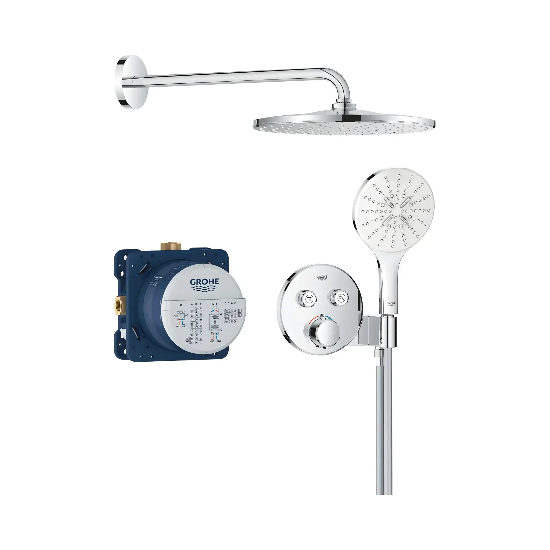 Душова система прихованого монтажу Precision SmartControl з Vitalio Rain Mono 310 Grohe 34877000 Chrome — вид на білому тлі