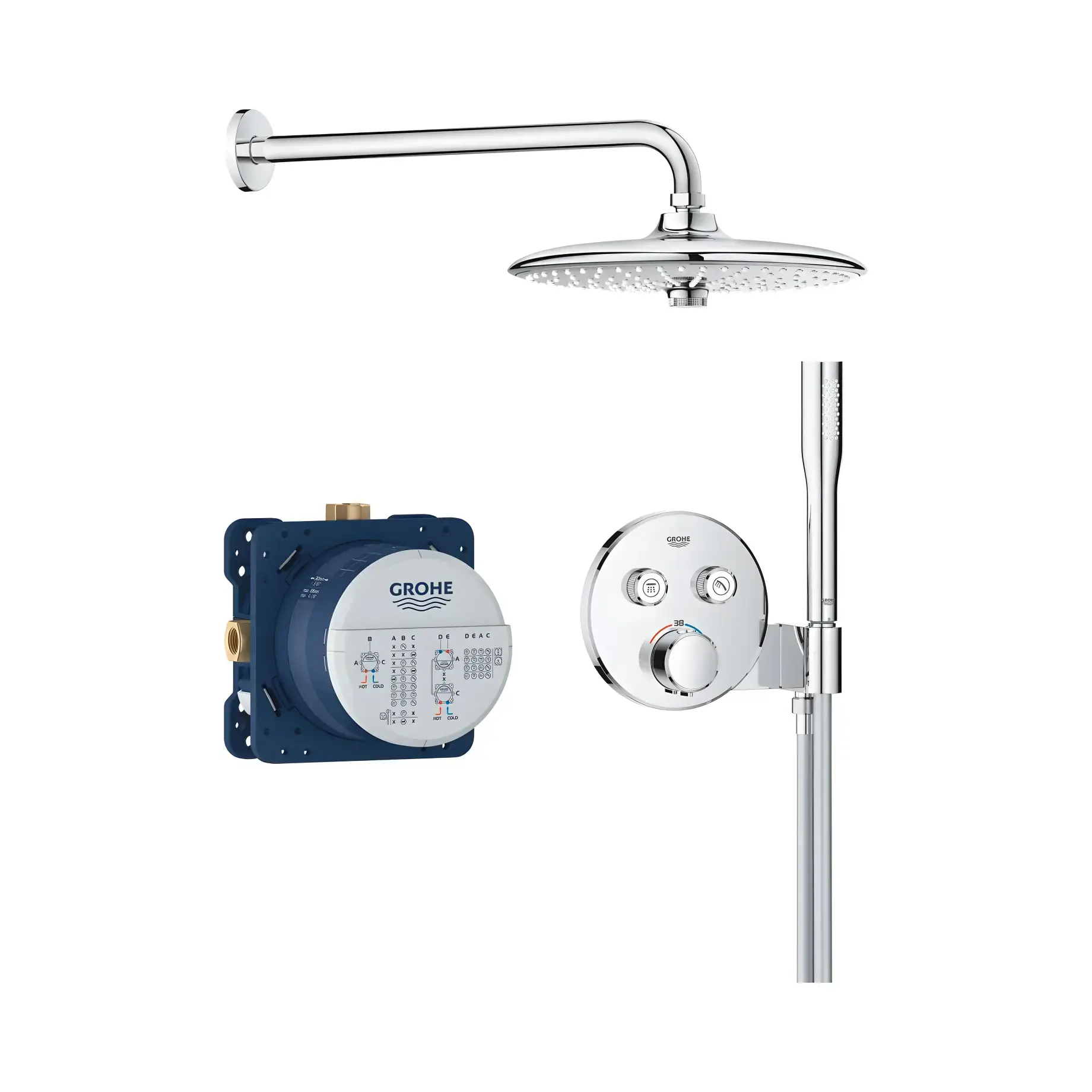 Душова система прихованого монтажу Precision SmartControl з Vitalio Joy 260 Grohe 34878000 Chrome — вид на білому тлі