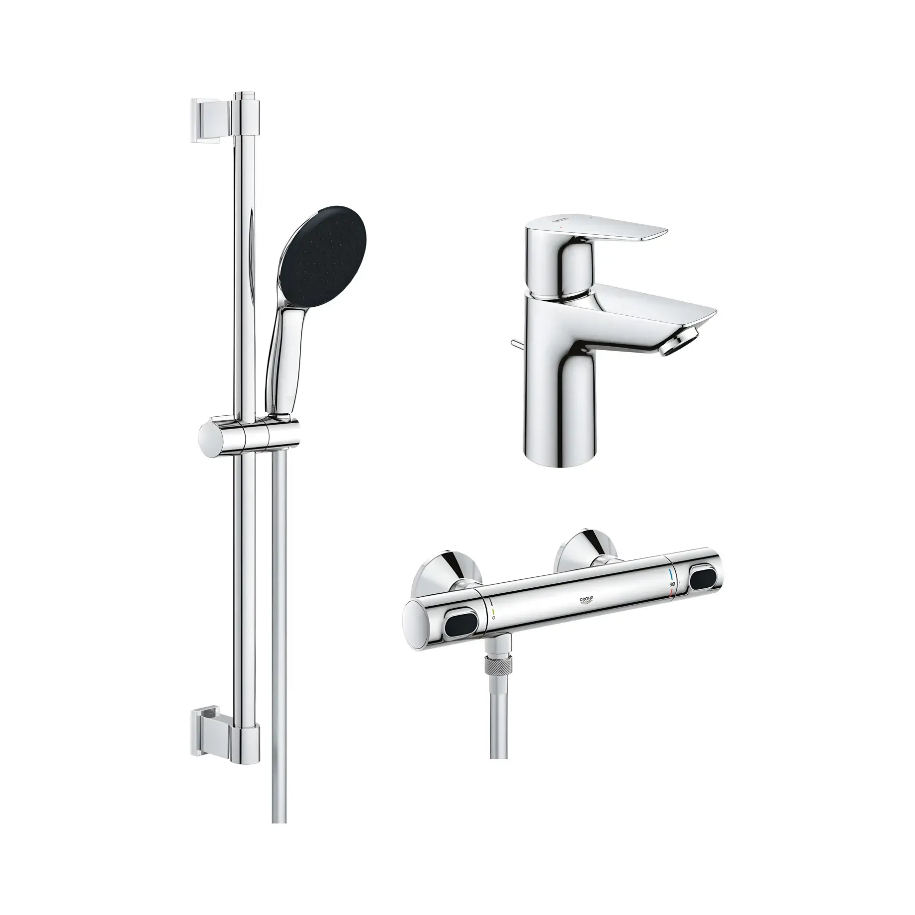 Набір змішувачів для душу 3 в 1 Precision Start QuickFix Grohe UA202503TS — вид на білому тлі