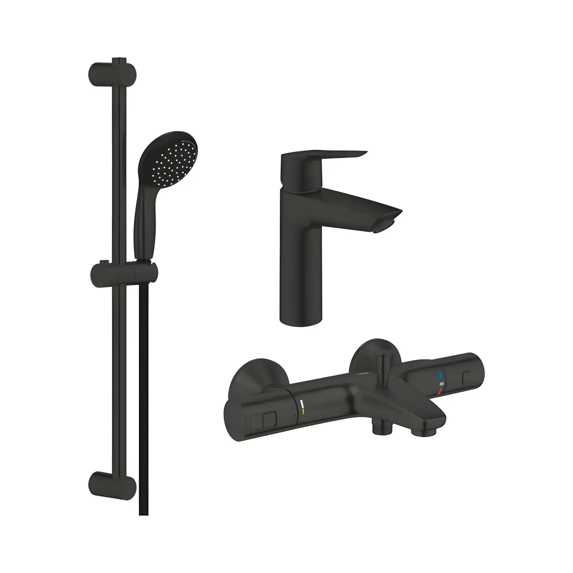 Набір змішувачів для ванни 3 в 1 Precision Start QuickFix Grohe UA303304TM Black — вид на білому тлі