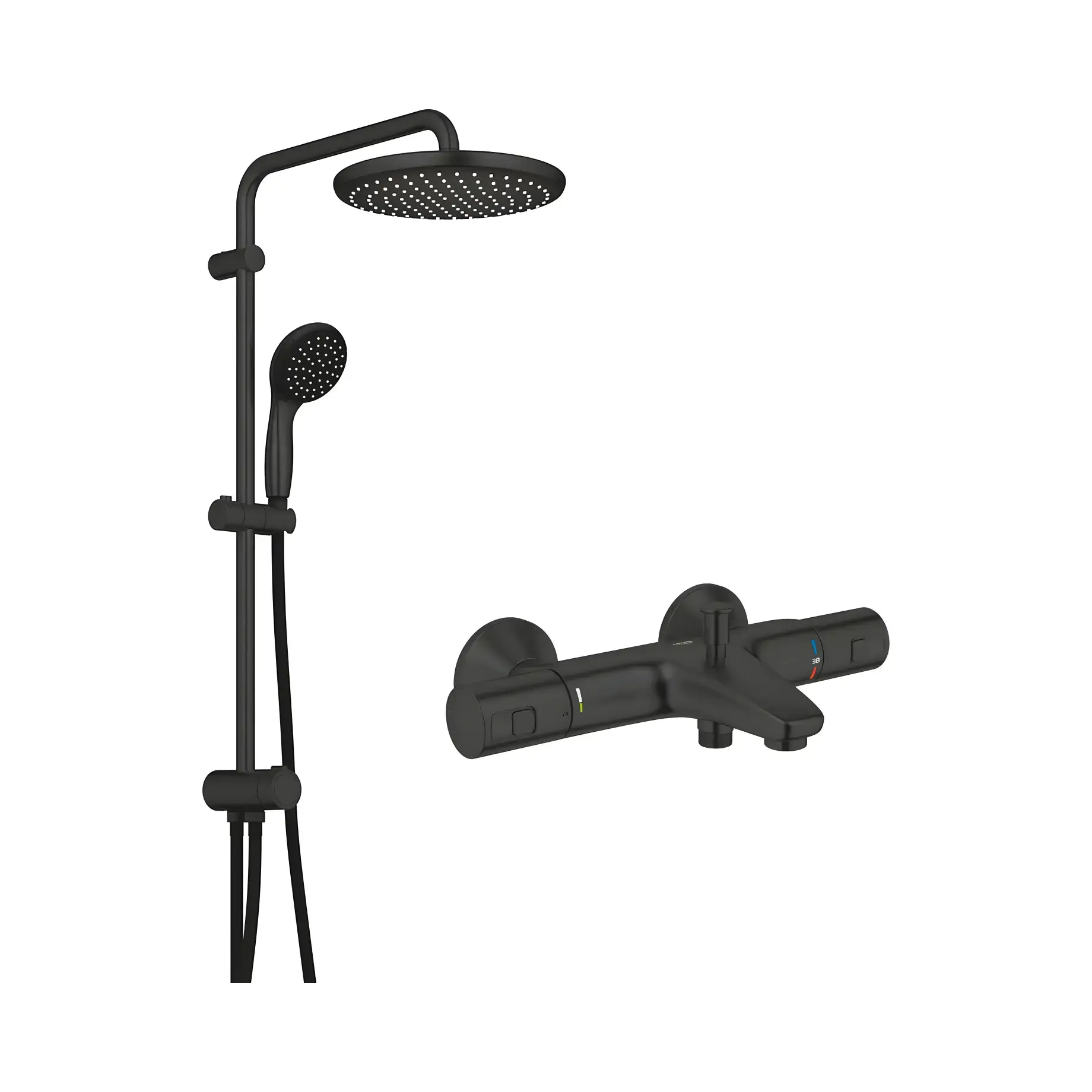 Термостат для ванни Precision Start з душовою колоною Grohe UA303904TR Black — вид на білому тлі