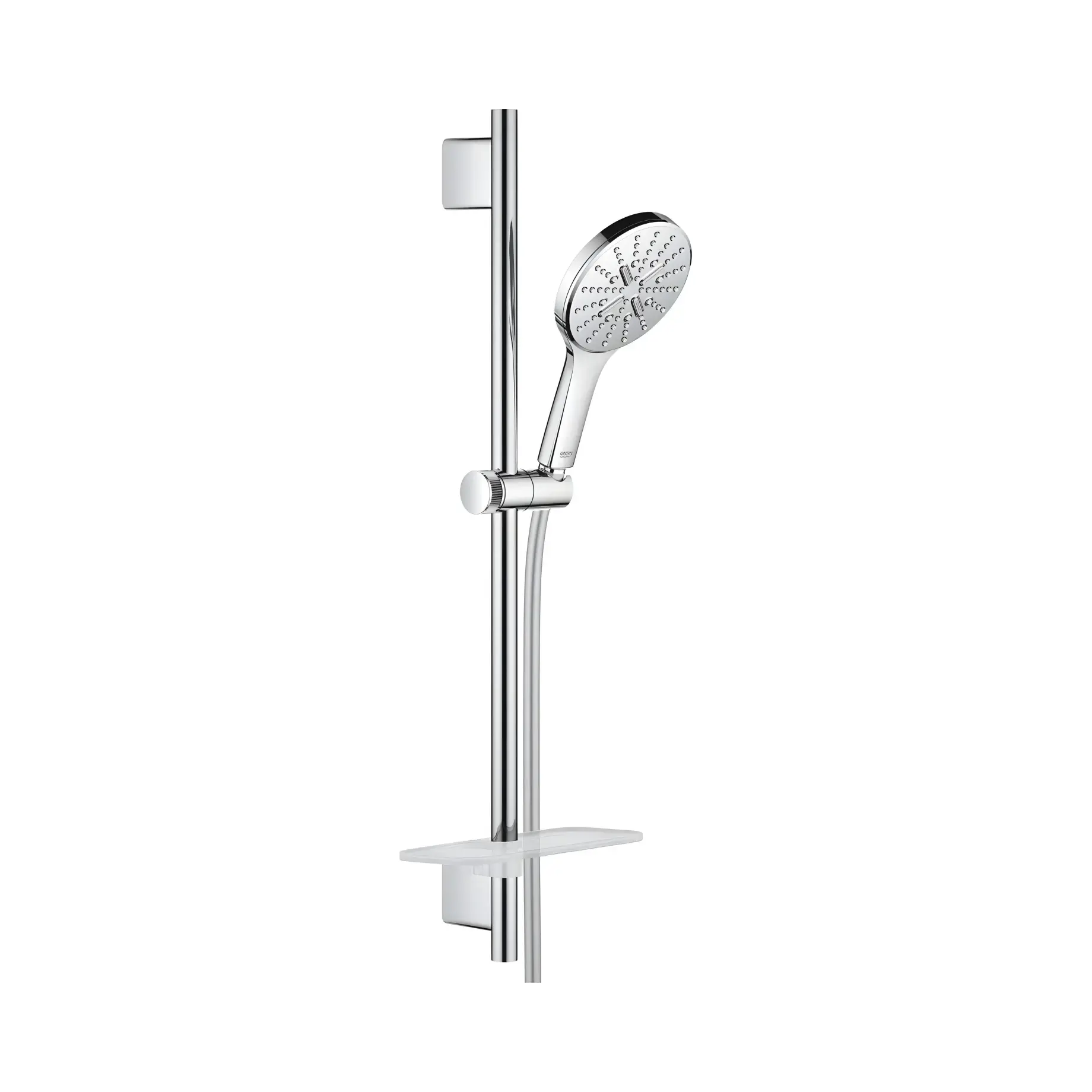 Душовий гарнітур на 3 типи стрюменю зі стійкою 600 мм Rainshower SmartActive 130 Grohe 26546000 Chrome — вид на білому тлі