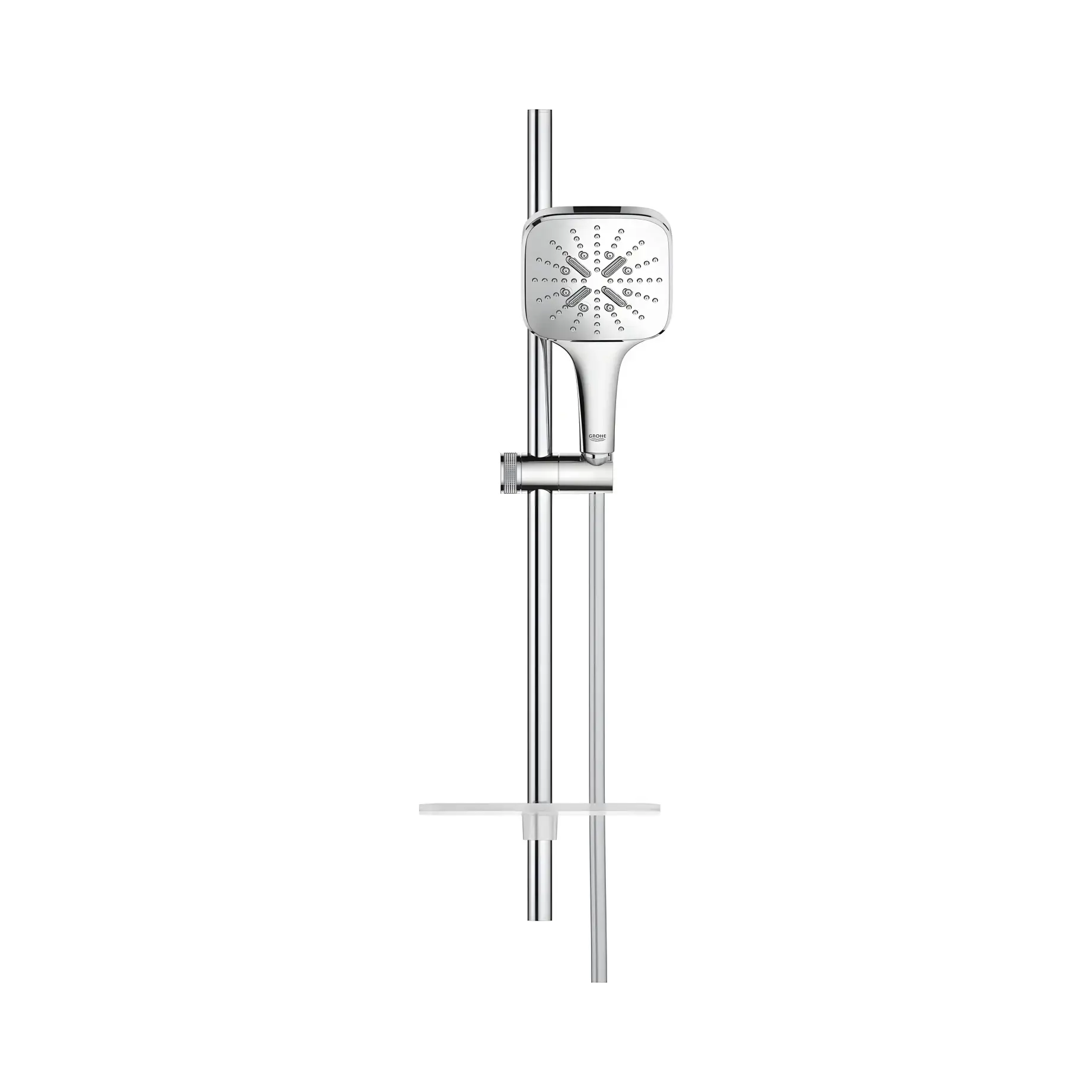 Душевой гарнитур на 3 типа струи со штангой 600 мм Rainshower SmartActive 130 Cube Grohe 26583000 — вид спереди