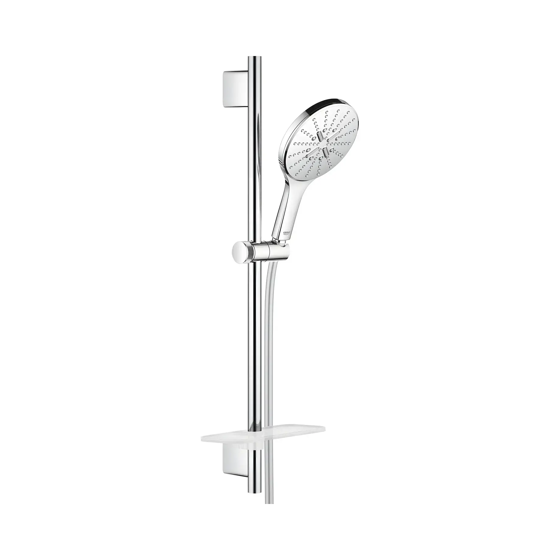 Душовий гарнітур на 3 типи стрюменю зі стійкою 600 мм Rainshower SmartActive 150 Grohe 26591000 Chrome — вид на білому тлі
