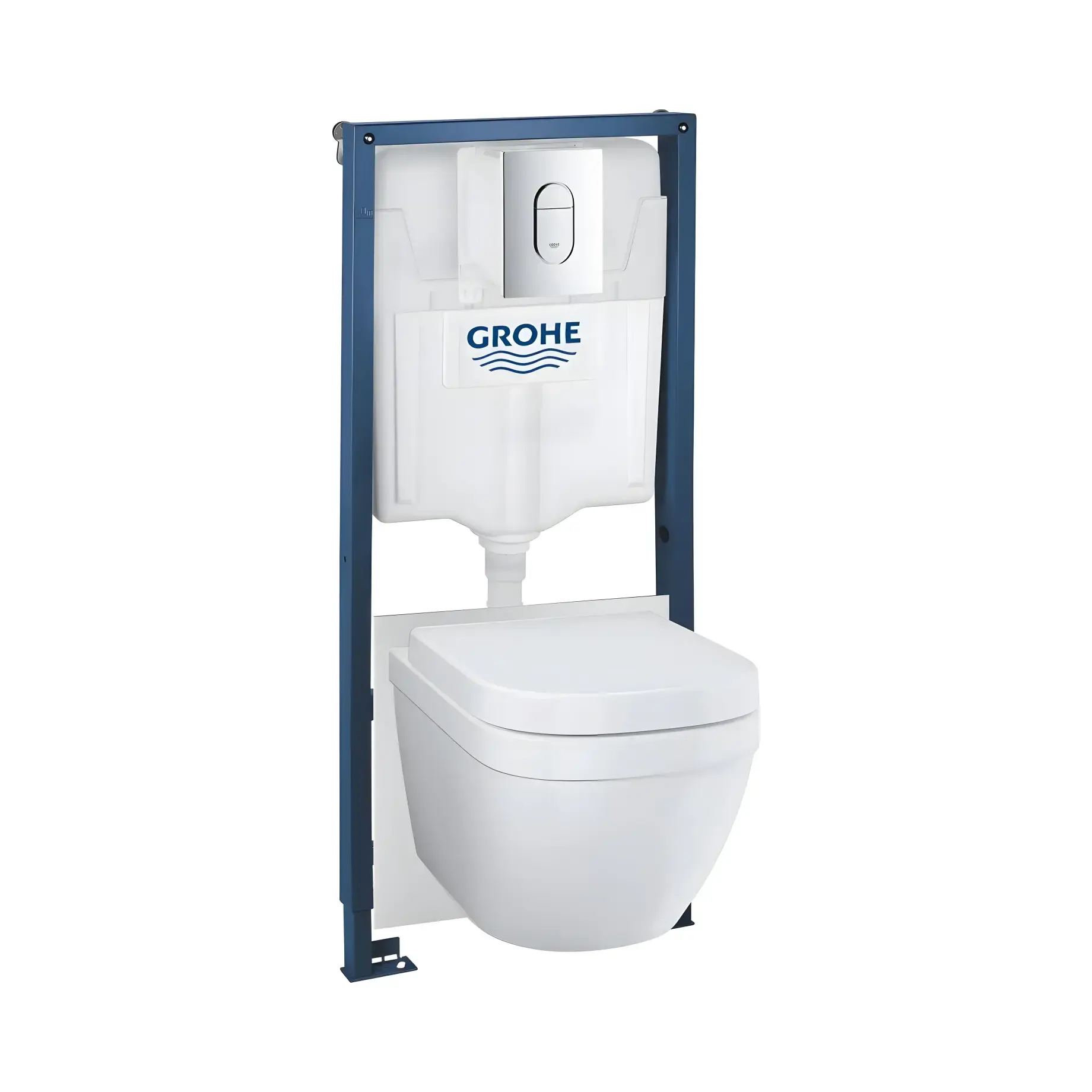 Комплект для унітазу з інсталяціює 5 в 1 Solido Grohe 39536000 Альпійський білий / хром — вид на білому тлі