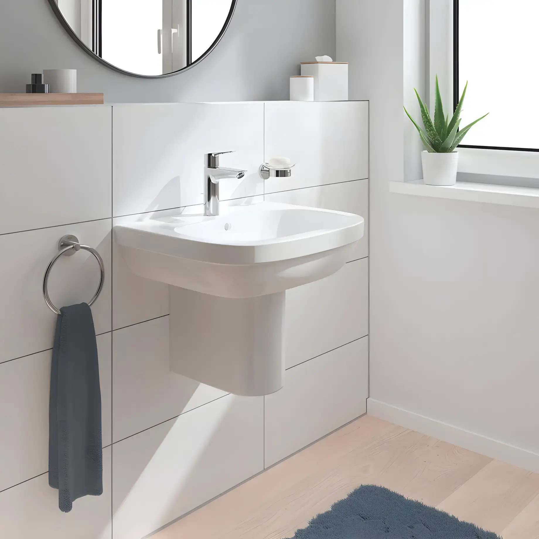 Змішувач для раковини Start з донним клапаном, розмір М QuickFix Grohe 23455002 Chrome — бічний ракурс