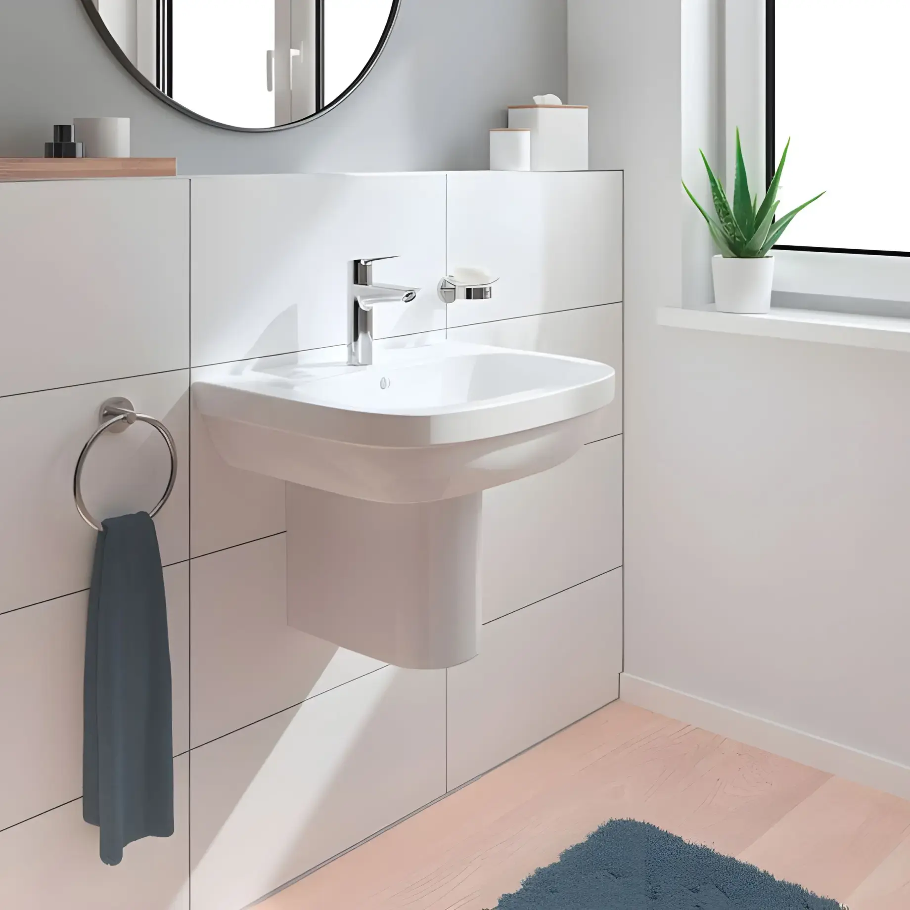 Змішувач для раковини Start з донним клапаном Push-Open, розмір М QuickFix Grohe 24204002 Chrome — бічний ракурс