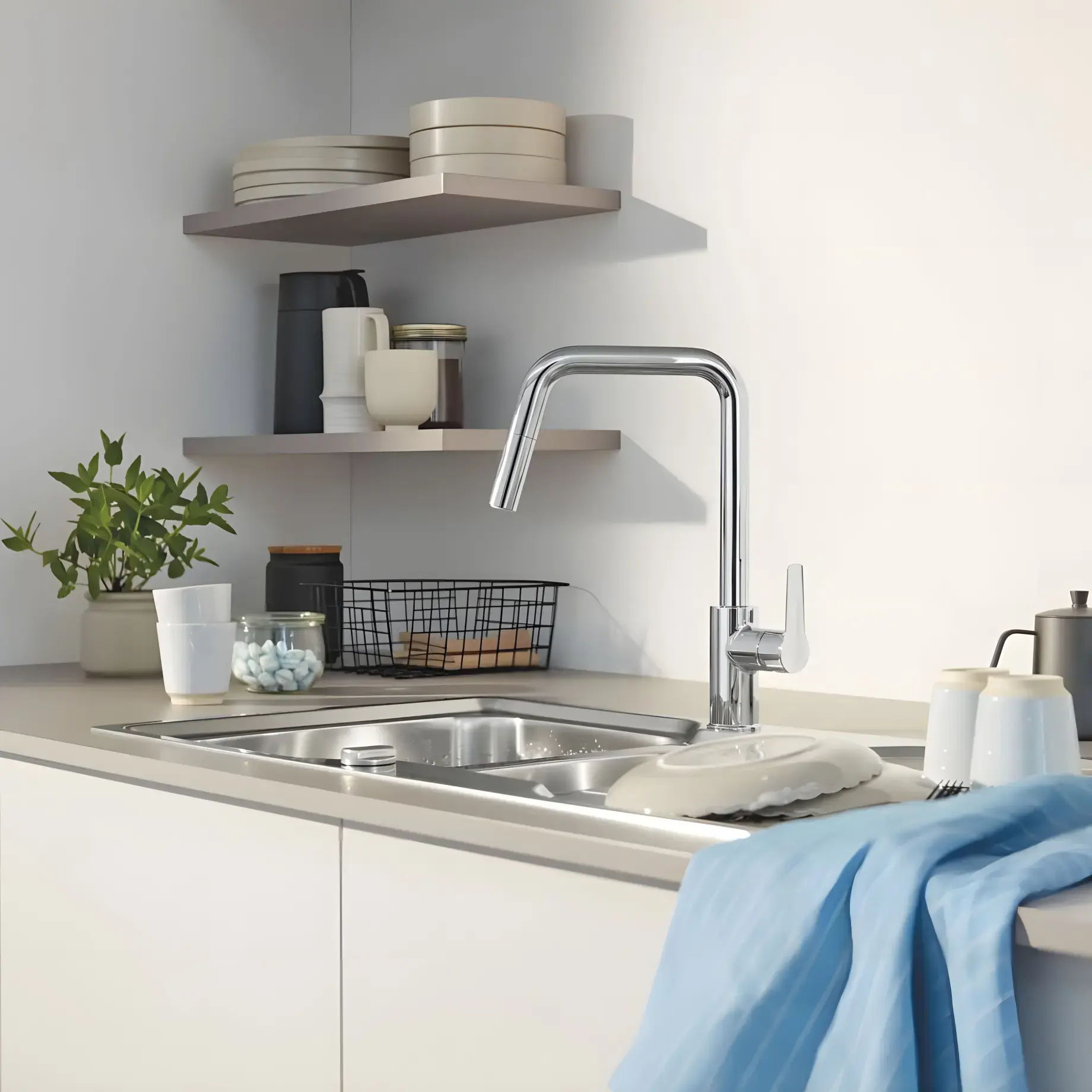 Змішувач для кухні з витяжним виливом Start Grohe 30631000 Chrome — вид спереду
