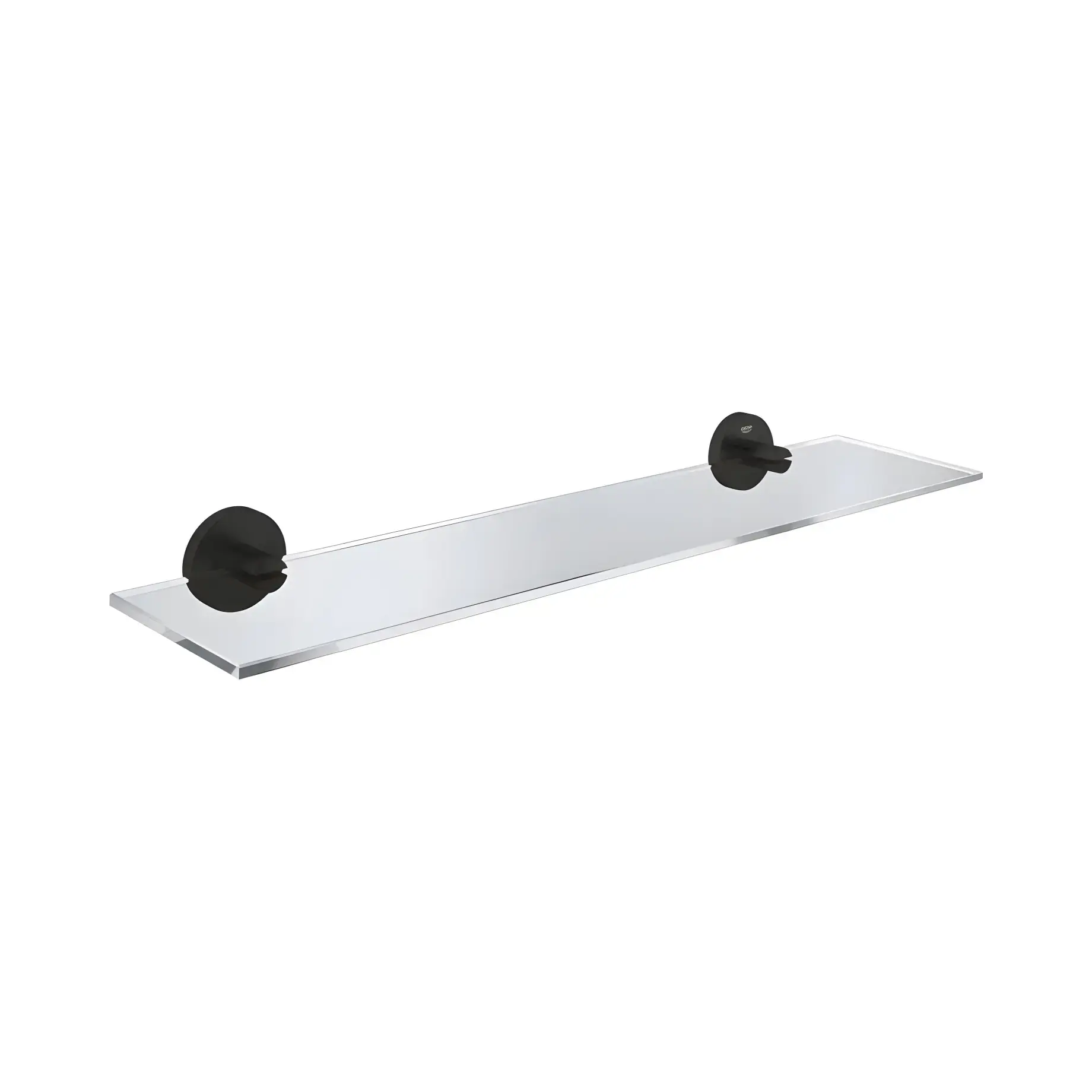 Поличка скляна 530 мм Start QuickFix Grohe 412022430 Matt Black — вид на білому тлі