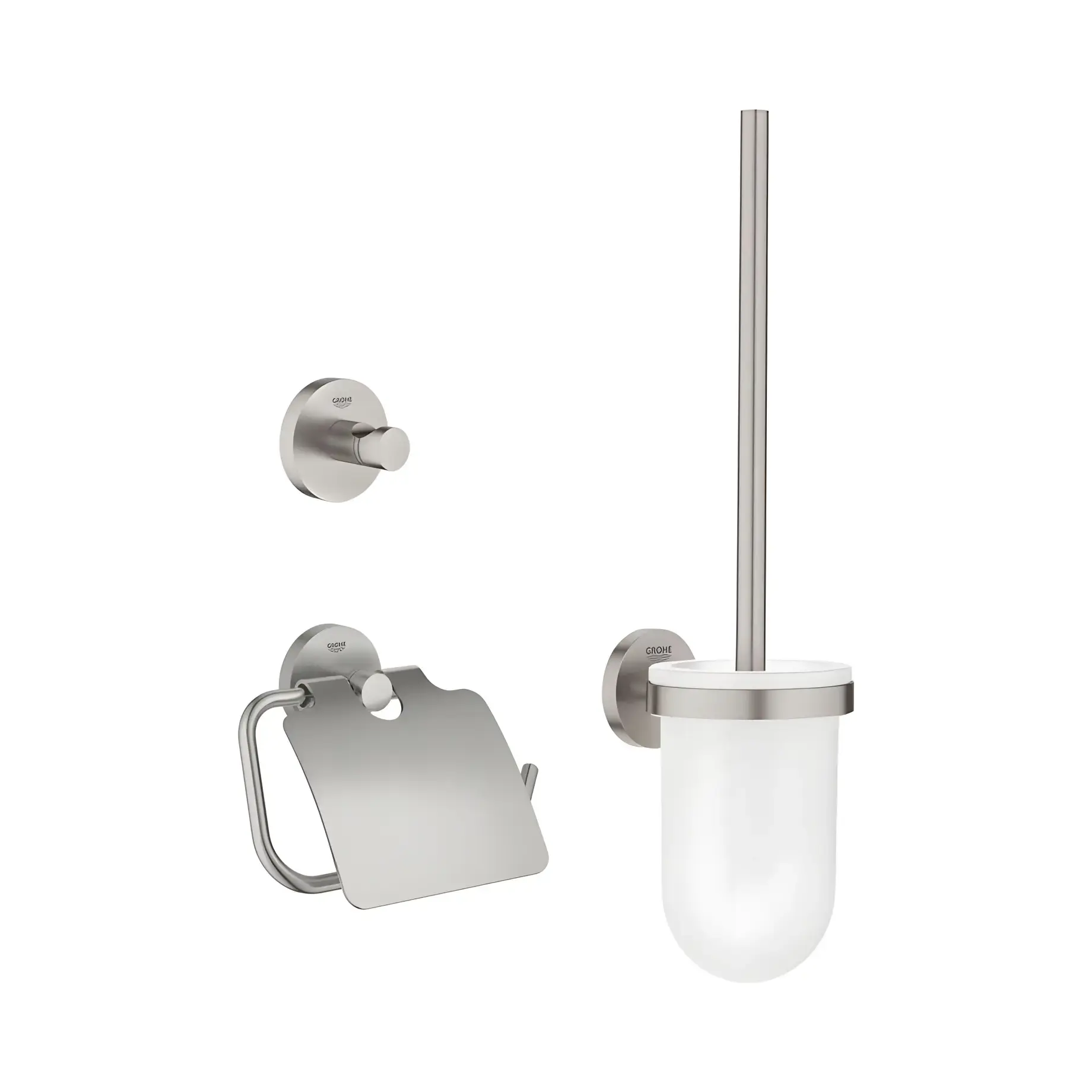 Набір аксесуарів 3 в 1 Start QuickFix Grohe 41204DC0 Super Steel — вид на білому тлі