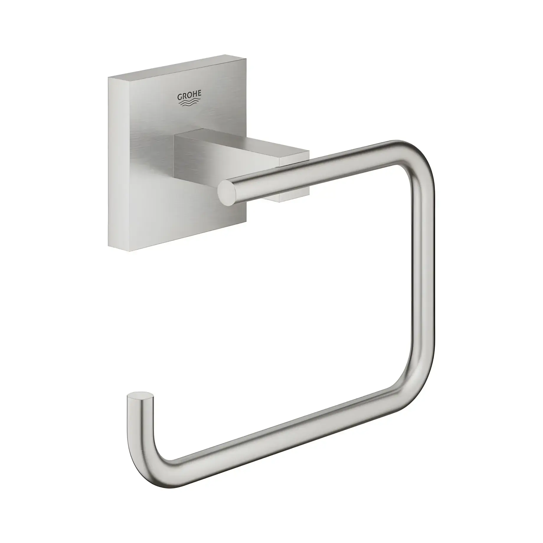 Тримач для туалетного паперу без кришки Start Cube QuickFix Grohe 40978DC0 Super Steel — вид на білому тлі