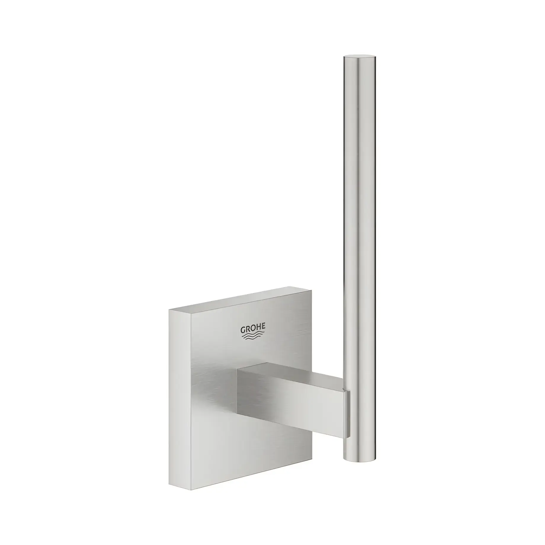 Тримач для запасного рулону туалетного паперу Start Cube QuickFix Grohe 40979DC0 Super Steel — вид на білому тлі