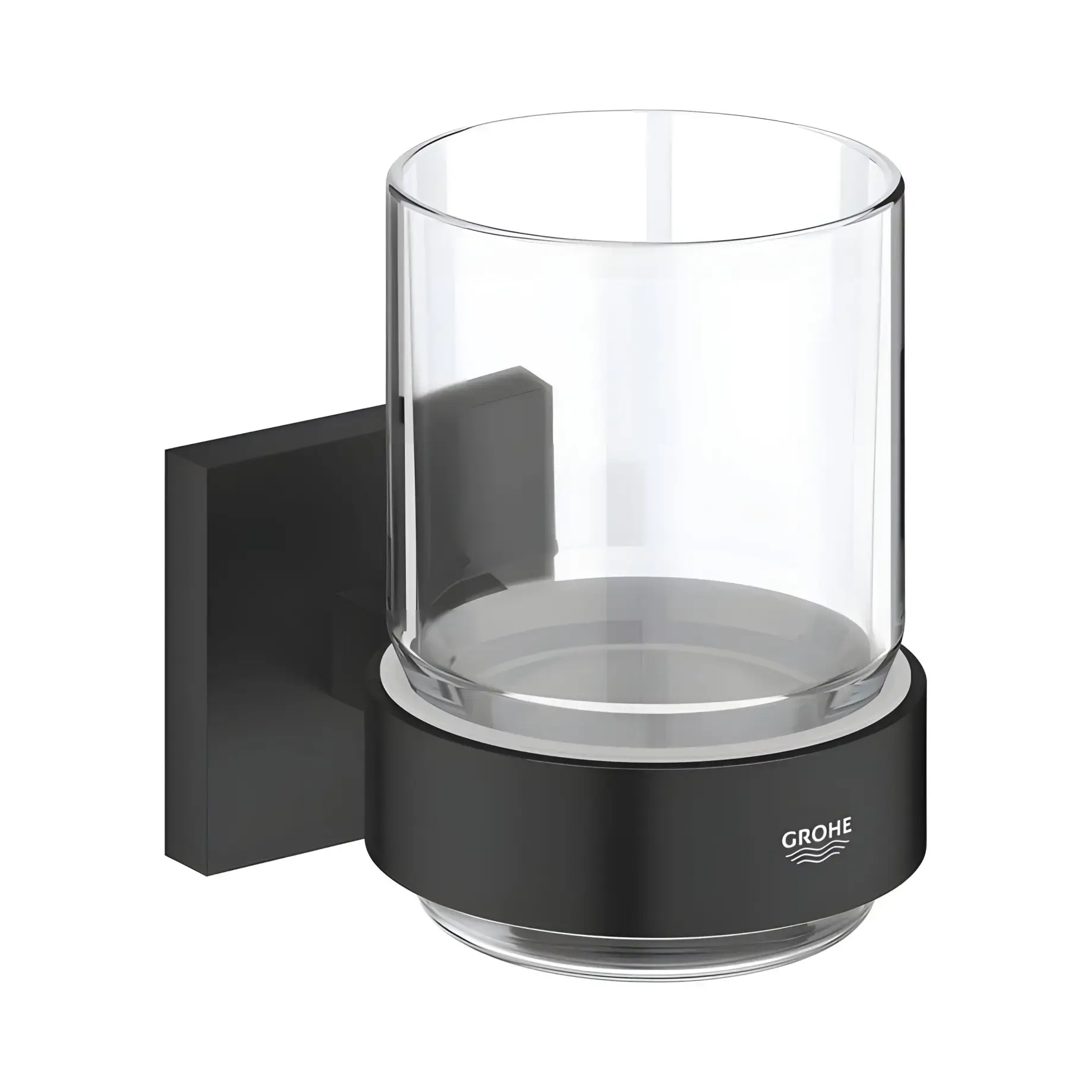 Склянка для зубних щіток Start Cube QuickFix Grohe 410972430 Matt Black — вид на білому тлі