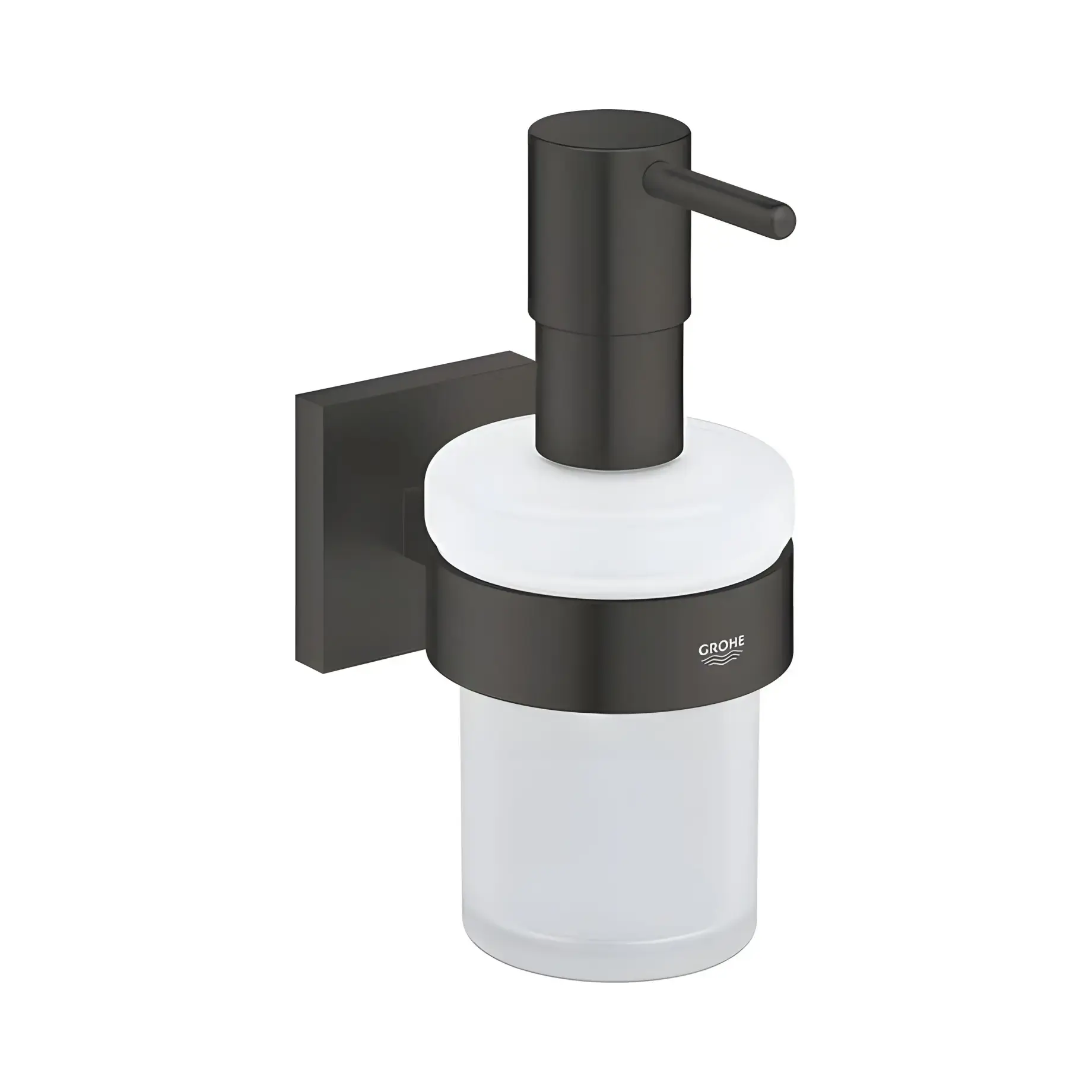 Дозатор для рідкого мила Start Cube QuickFix Grohe 410982430 Matt Black — вид на білому тлі