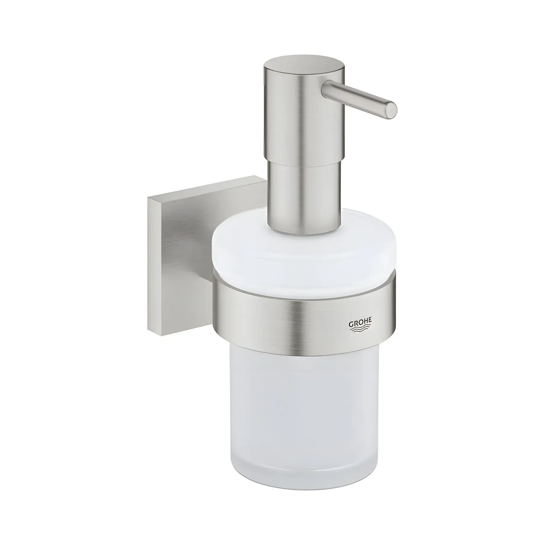Дозатор для рідкого мила Start Cube QuickFix Grohe 41098DC0 Super Steel — вид на білому тлі