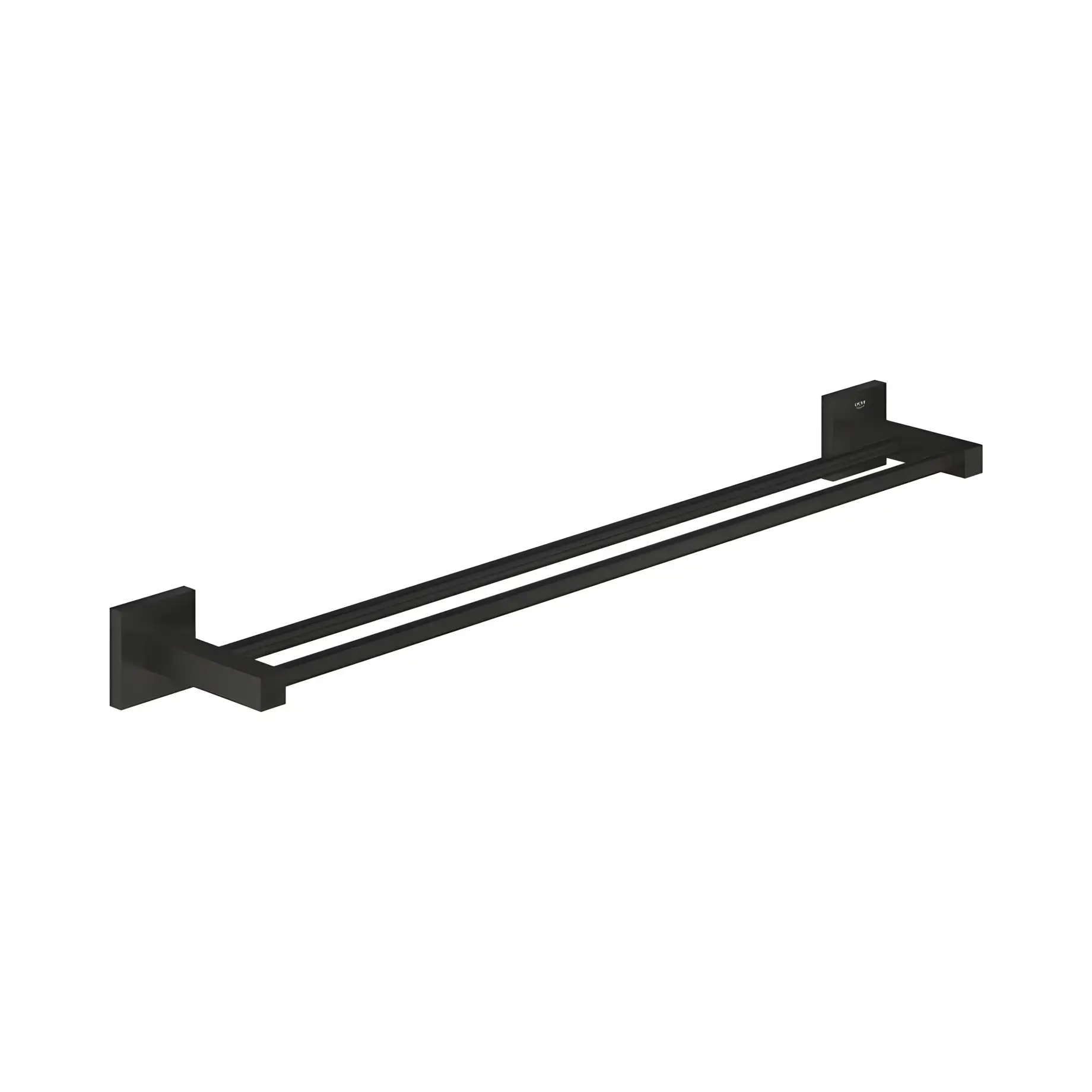 Тримач для рушників подвійний 600 мм Start Cube QuickFix Grohe 411042430 Matt Black — вид на білому тлі