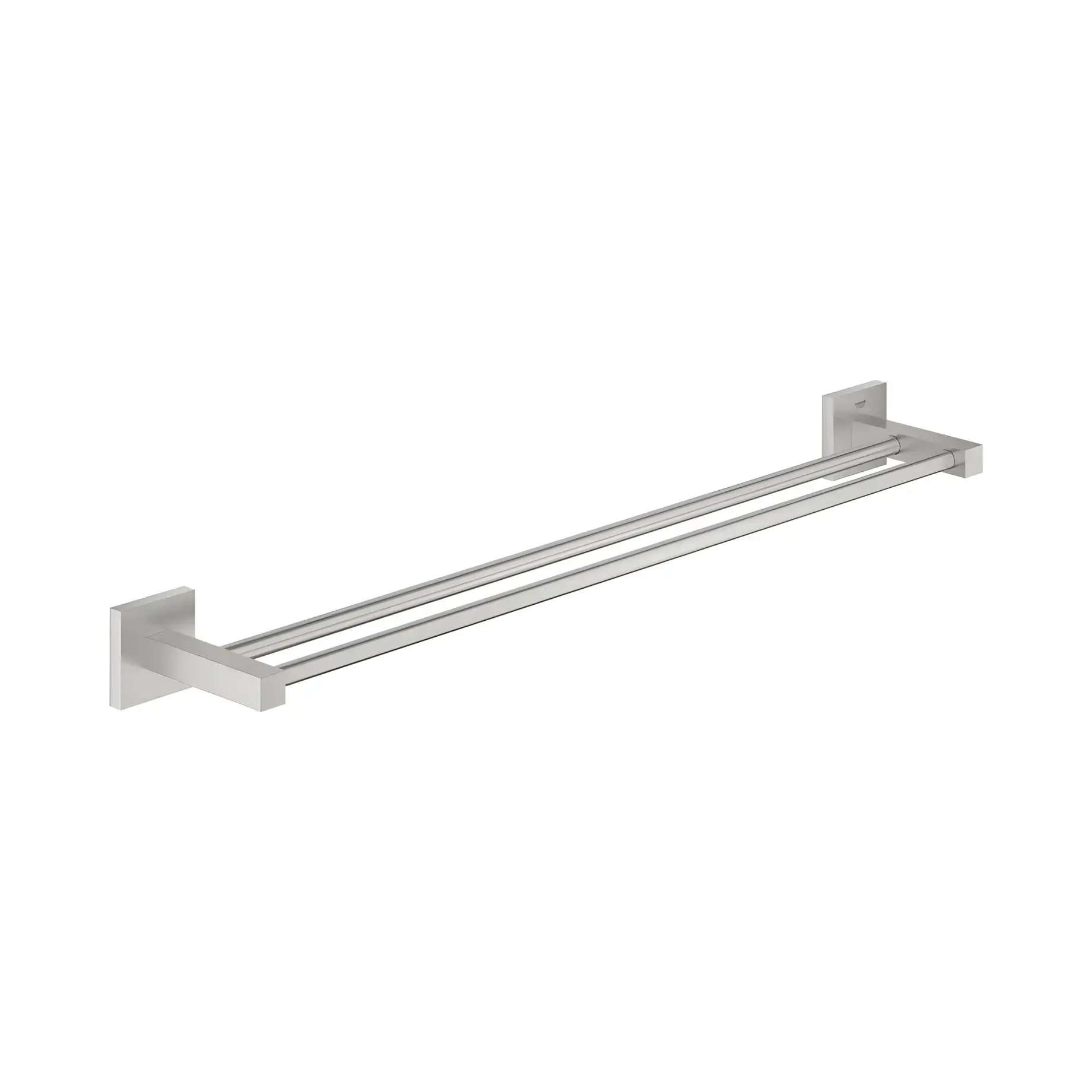 Тримач для рушників подвійний 600 мм Start Cube QuickFix Grohe 41104DC0 Super Steel — вид на білому тлі