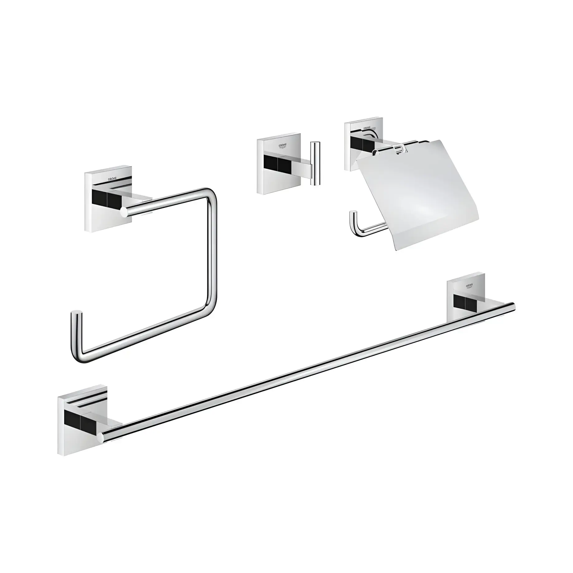 Набор аксессуаров 4 в 1 Start Cube QuickFix Grohe 41115000 White Alpin — вид на белом фоне