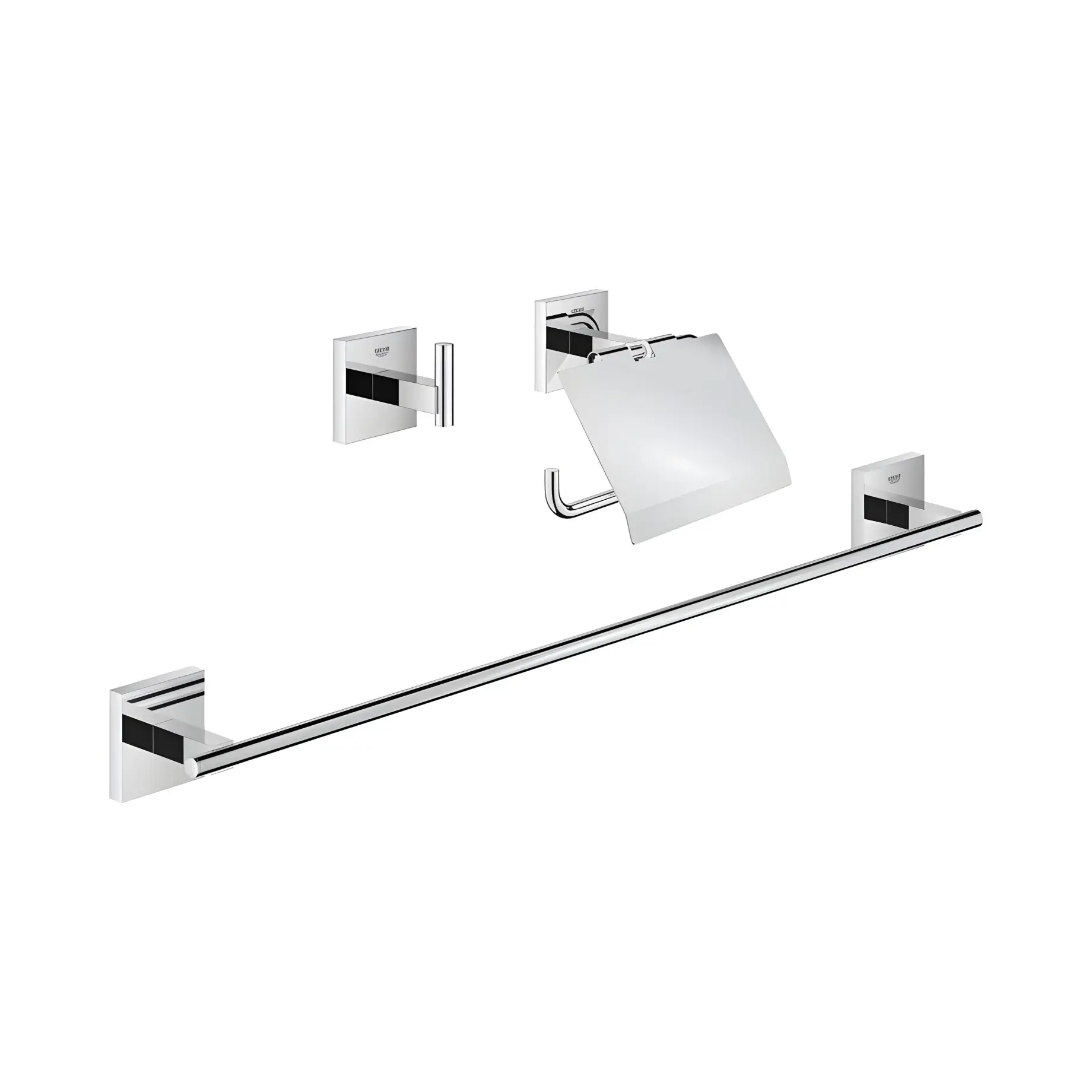 Набір аксесуарів 3 в 1 Start Cube QuickFix Grohe 41124000 Chrome — вид на білому тлі