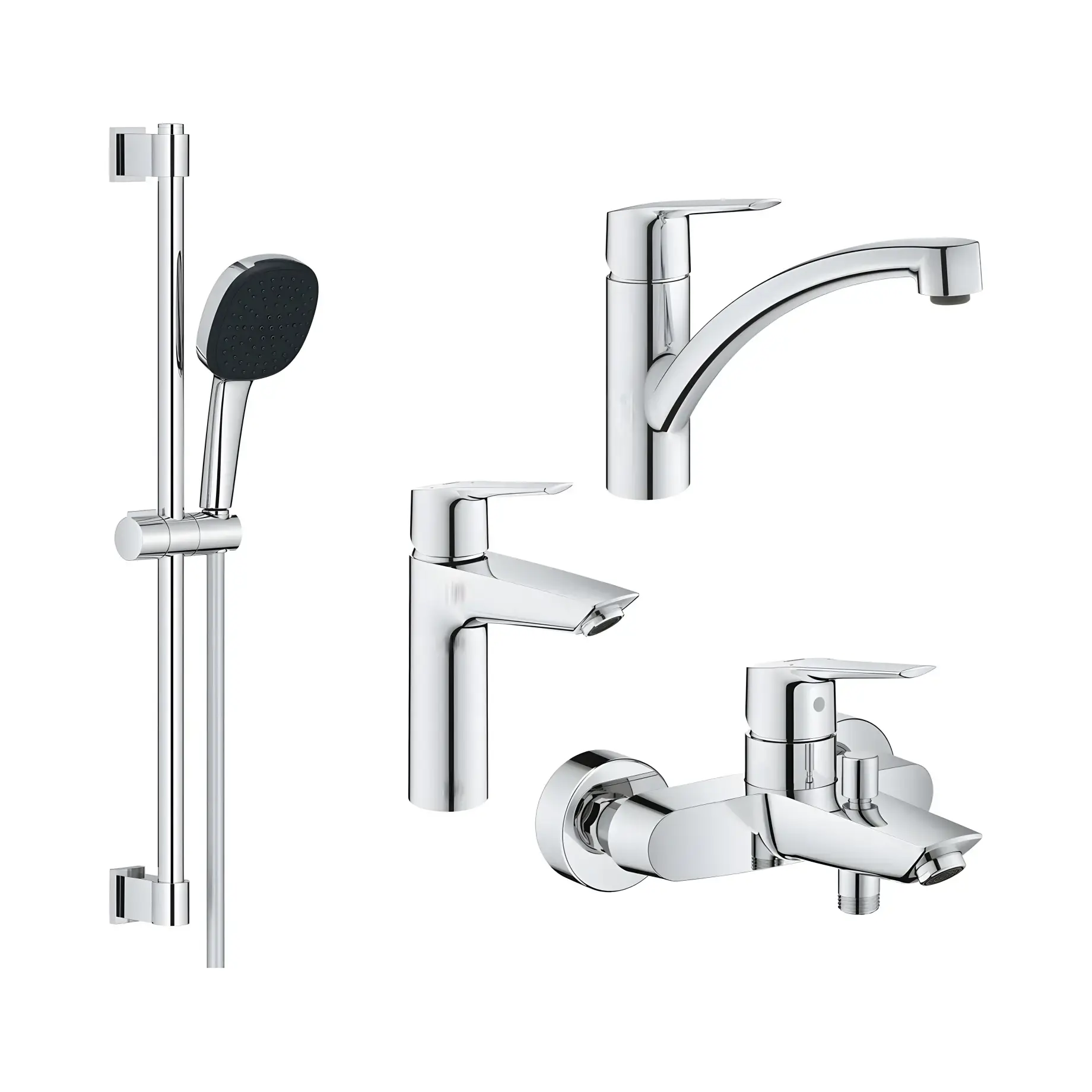 Набір змішувачів для ванни та кухні 4 в 1 Start QuickFix Grohe UA202301KE — вид на білому тлі