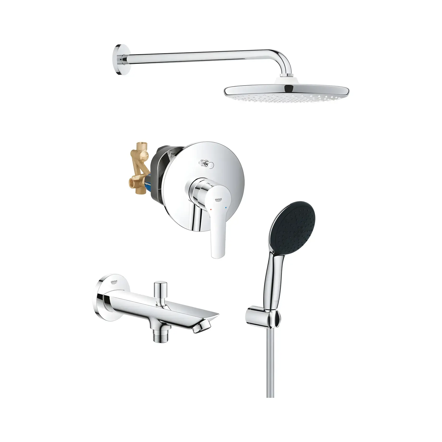 Душова система прихованого монтажу з виливом для ваннм Start з Vitalio Start 250 Grohe UA202803R3 — вид на білому тлі