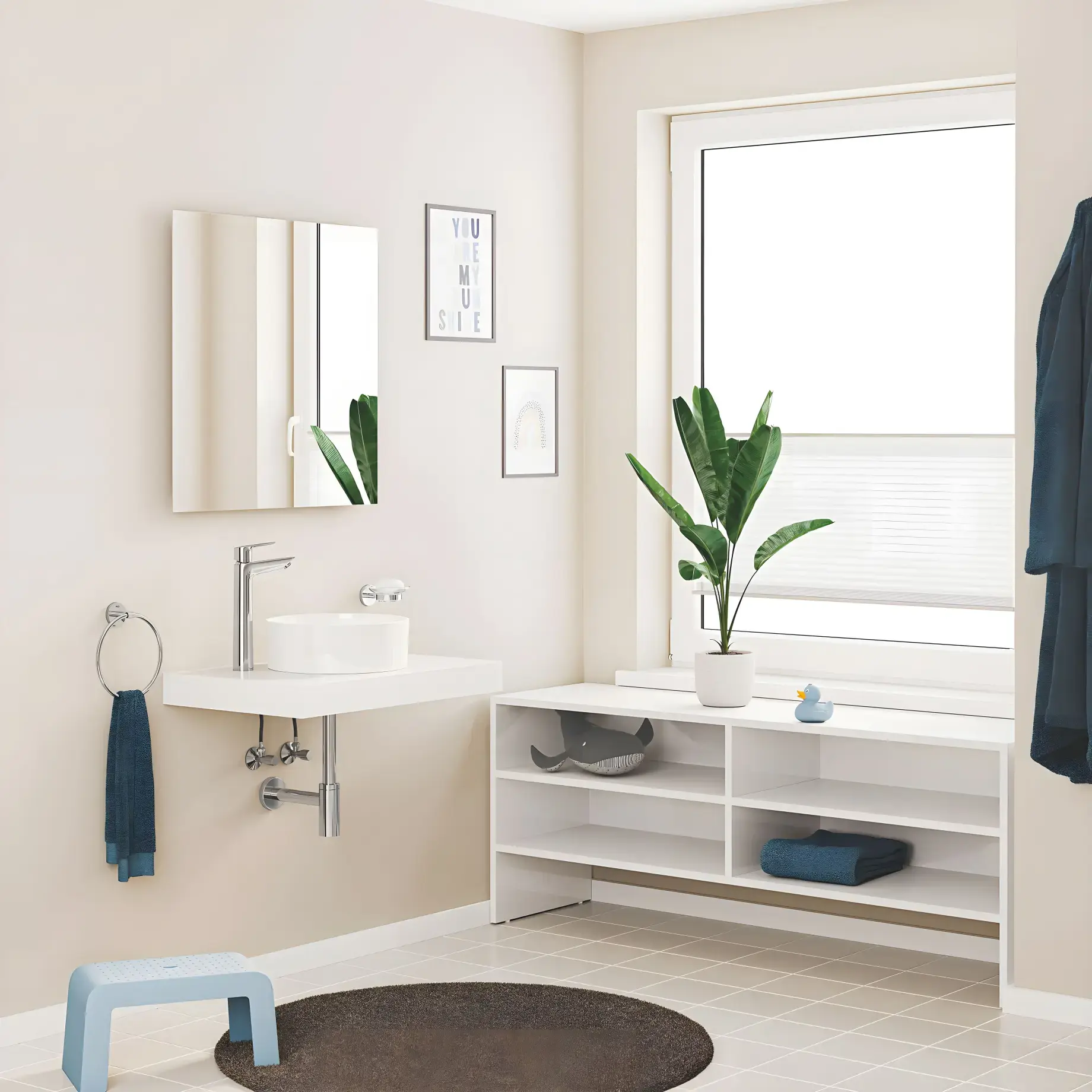Змішувач для раковини високий StartEdge, з донним клапаном Push-Open, розмір XL QuickFix Grohe 23777001 — бічний ракурс