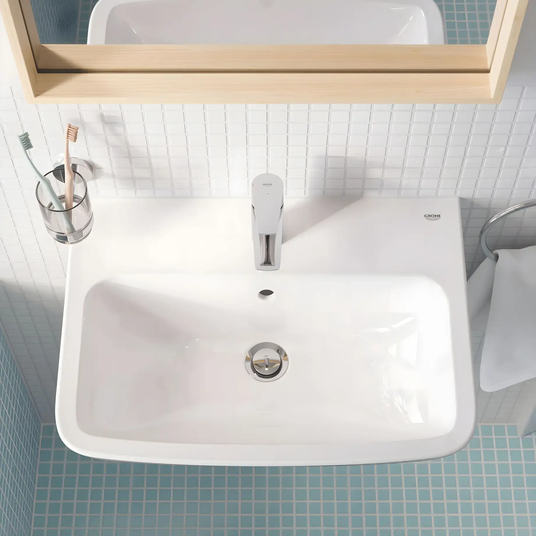 Змішувач для раковини StartEdge з донним клапаном Push-Open, розмір S QuickFix Grohe 23900001 — вид згори