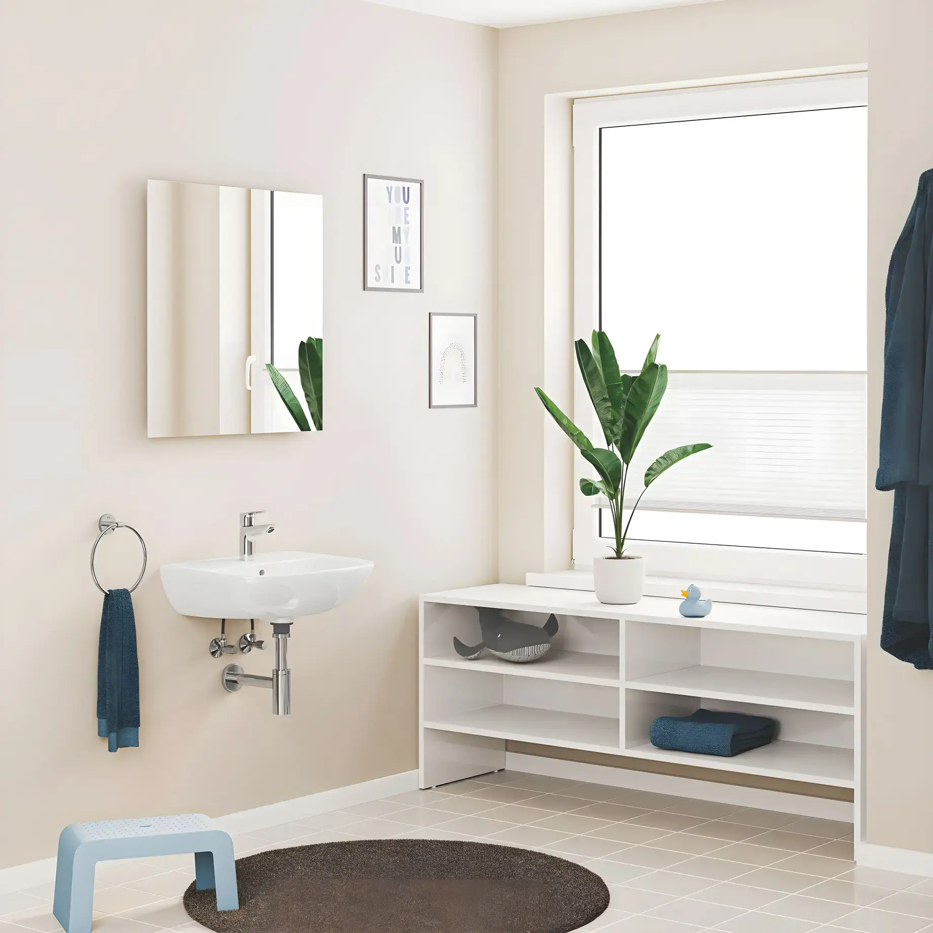 Змішувач для раковини StartEdge з донним клапаном Push-Open, розмір S QuickFix Grohe 23900001 — вид ззаду