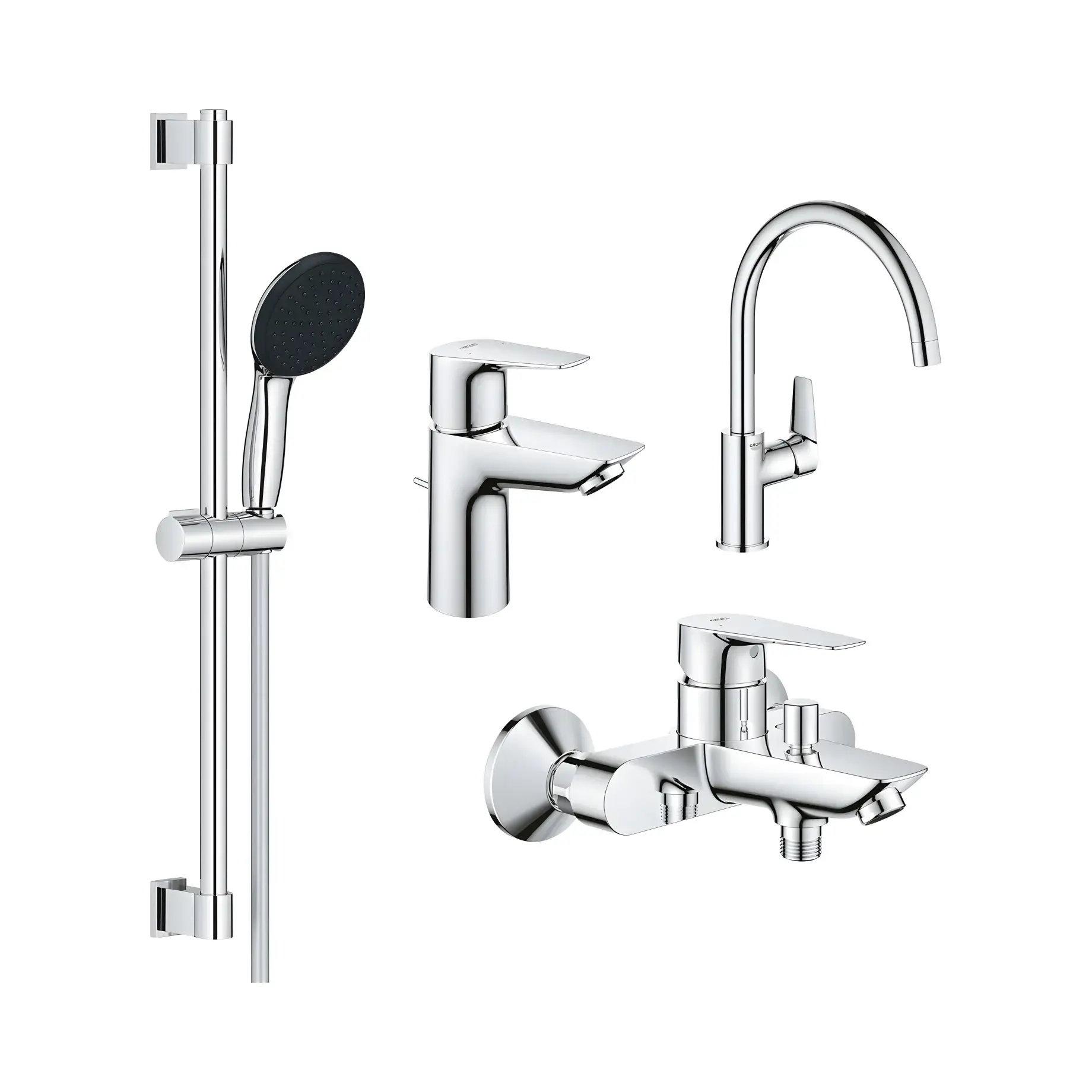 Набір змішувачів для ванни та кухні 4 в 1 Start Edge Grohe UA202501SK — вид на білому тлі
