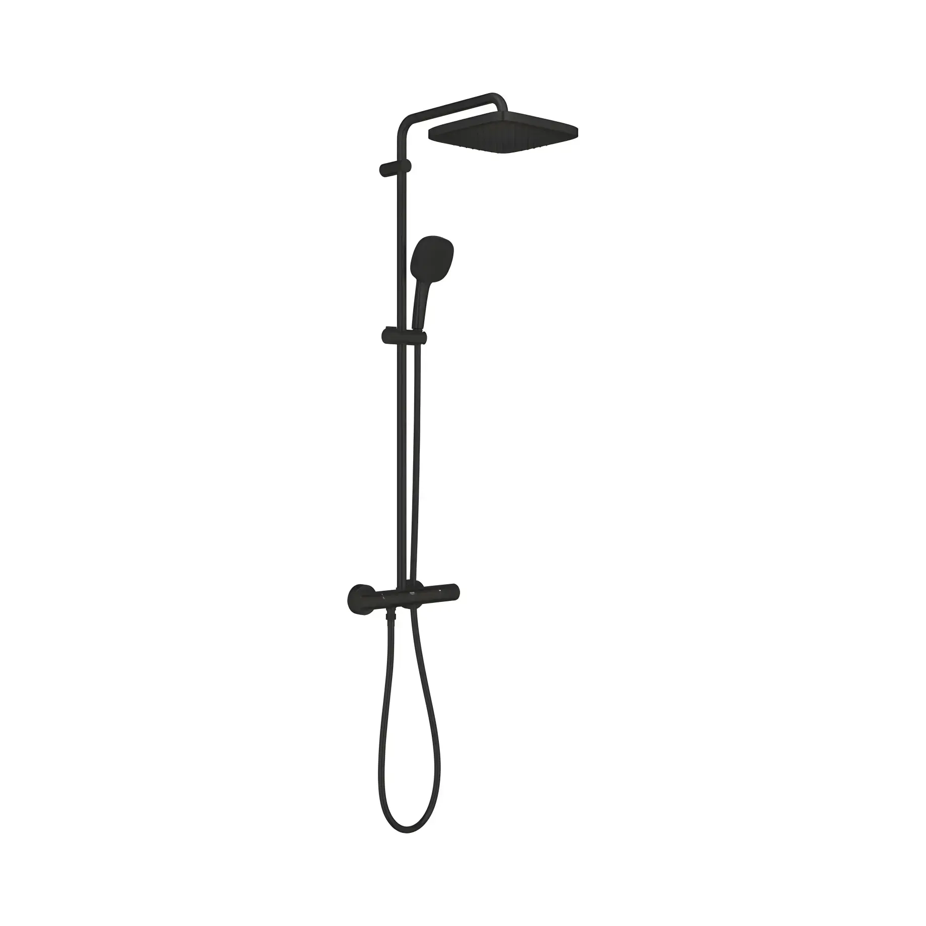 Душова система з термостатом Tempesta 250 Cube Grohe 266892431 Black — вид на білому тлі