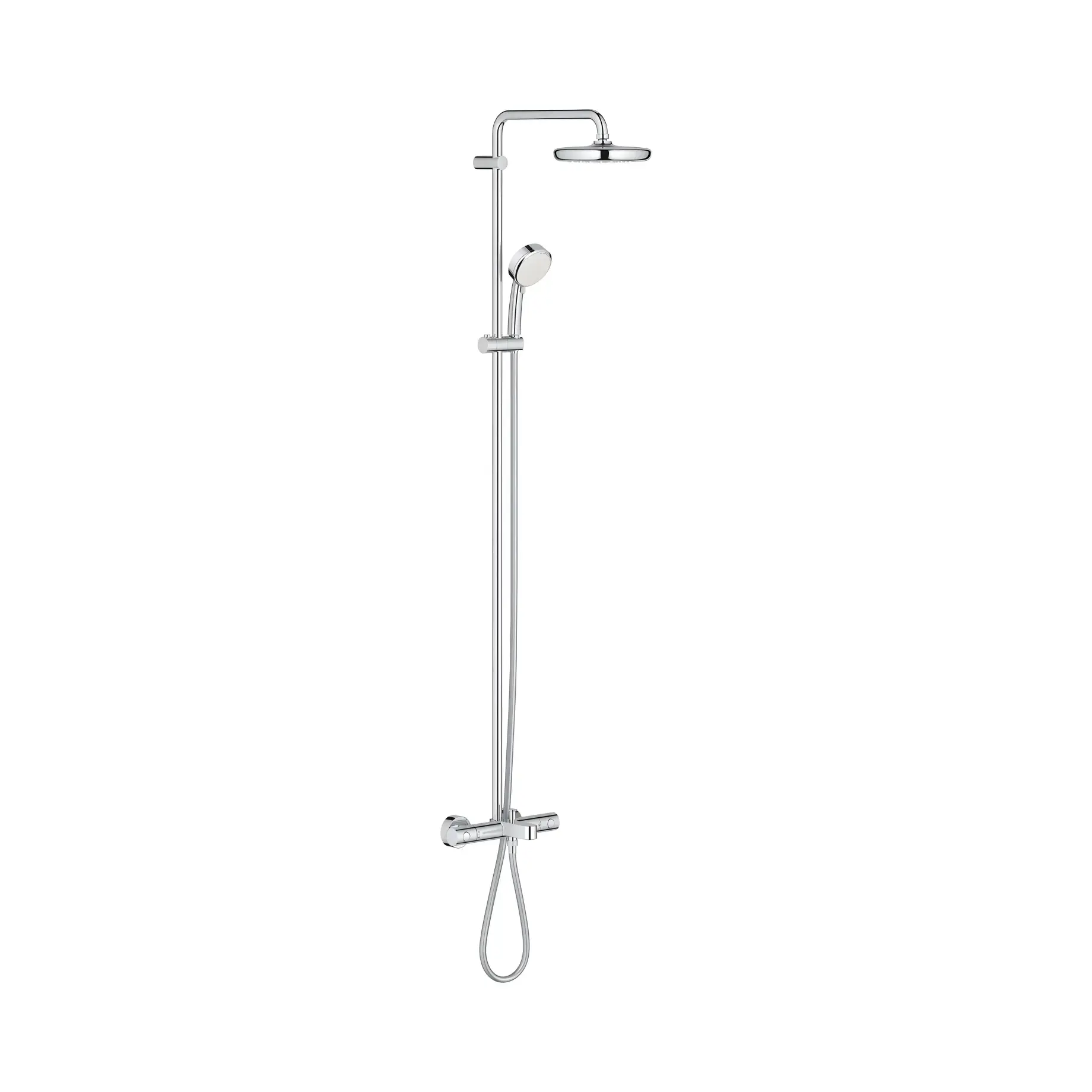 Душова система з термостатом з виливом для ванни Tempesta Cosmopolitan 210 Grohe 26223001 Chrome — вид на білому тлі
