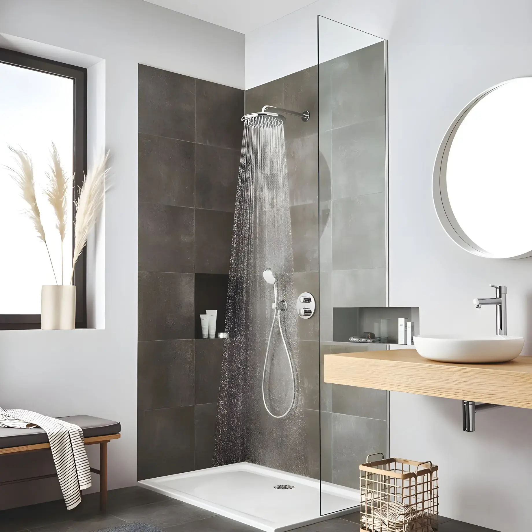 Верхний душ с настенным держателем Tempesta 250 Grohe 26668000 — боковой ракурс
