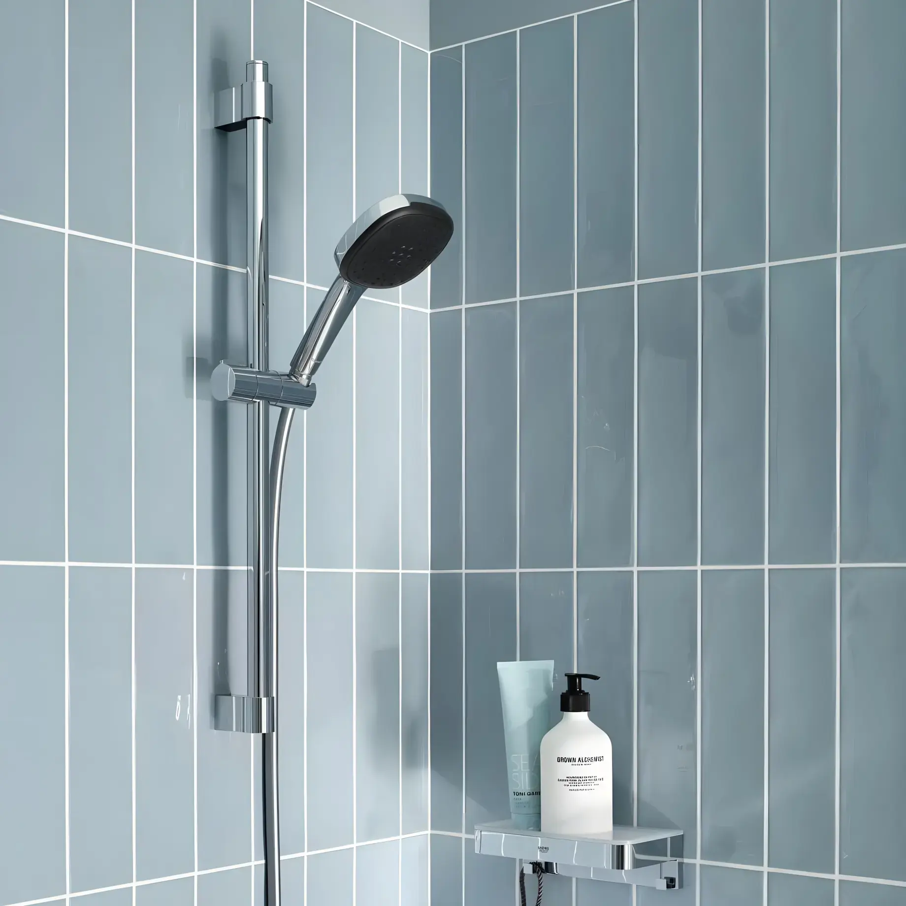 Душови гарнітур з 2 типами струменю зі стійкою 600 мм Vitalio Comfort 110 QuickFix Grohe 26398001 — вид спереду